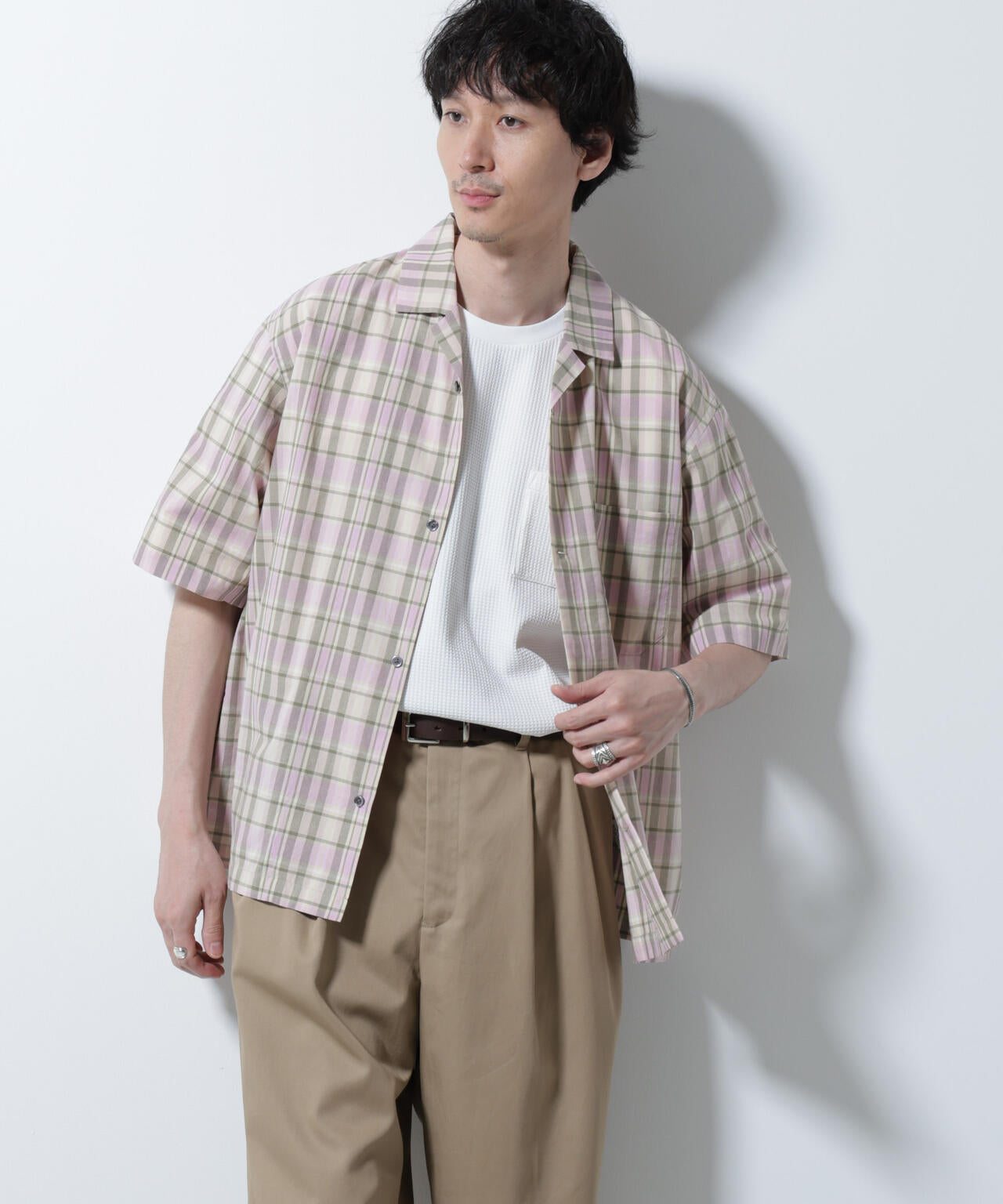 Fabric by INDIA オールドライクマドラスチェックシャツ 半袖 6685221213