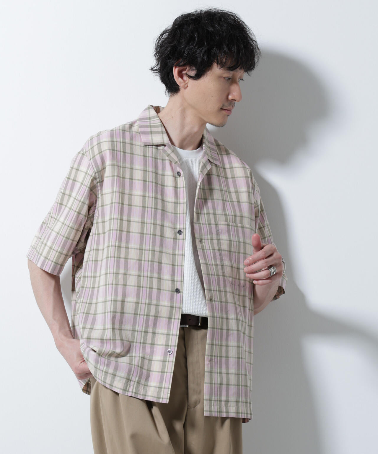 Fabric by INDIA オールドライクマドラスチェックシャツ 半袖 6685221213