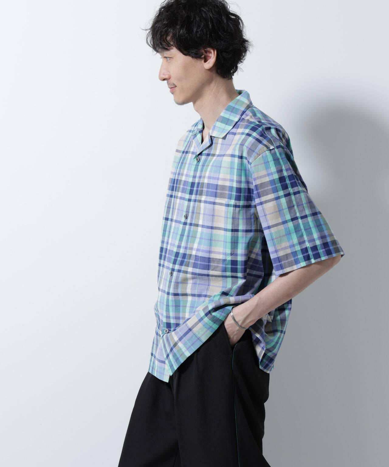 Fabric by INDIA オールドライクマドラスチェックシャツ 半袖 6685221213