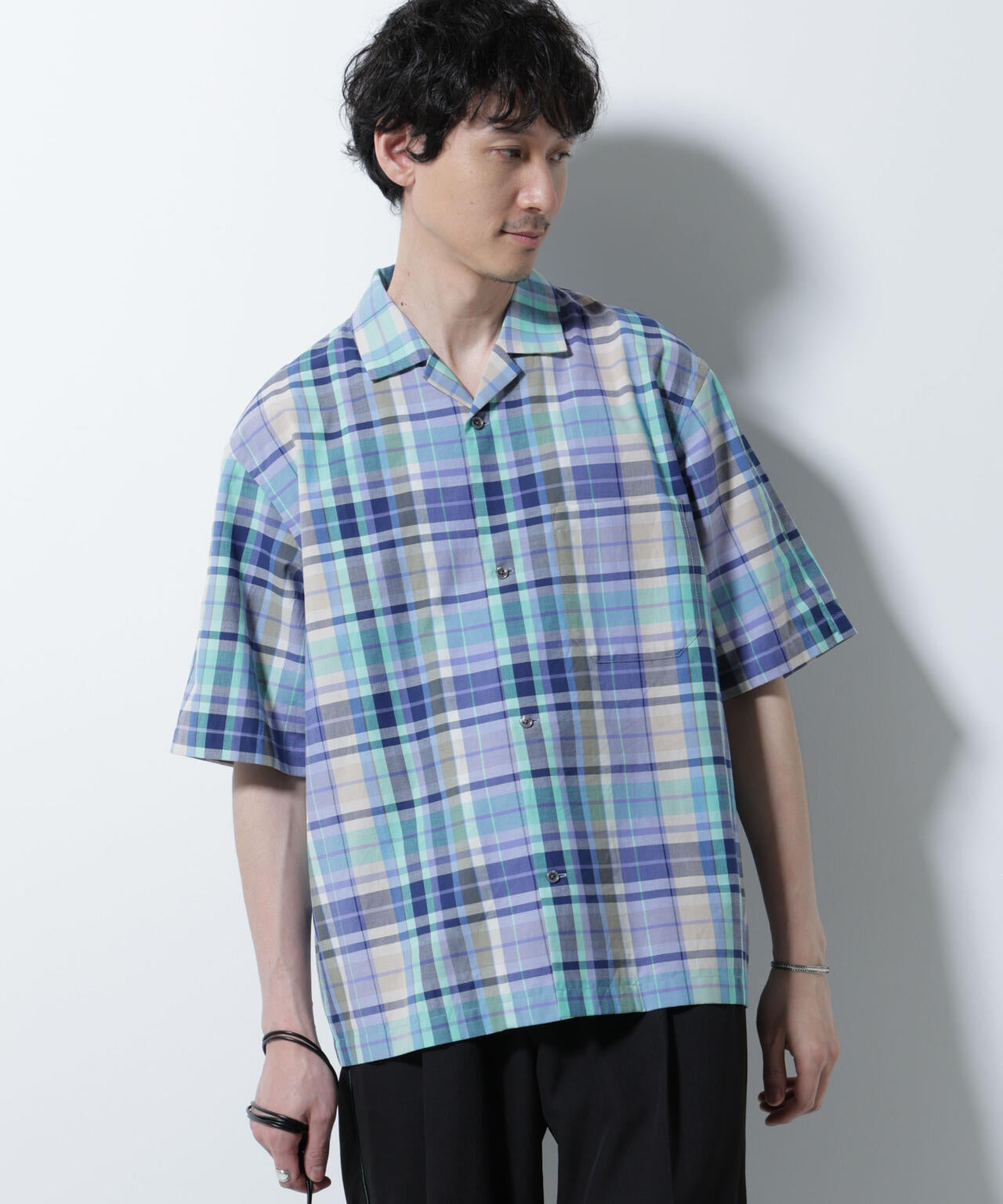 Fabric by INDIA オールドライクマドラスチェックシャツ 半袖 6685221213