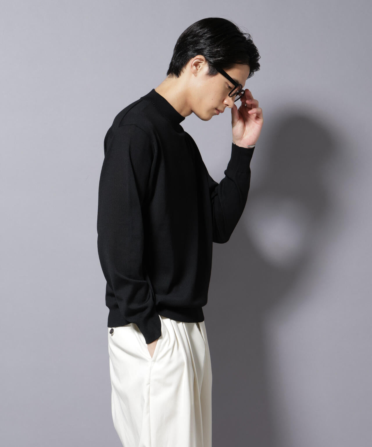 「毛玉レスニット」ファインゲージモックネック 6685222203