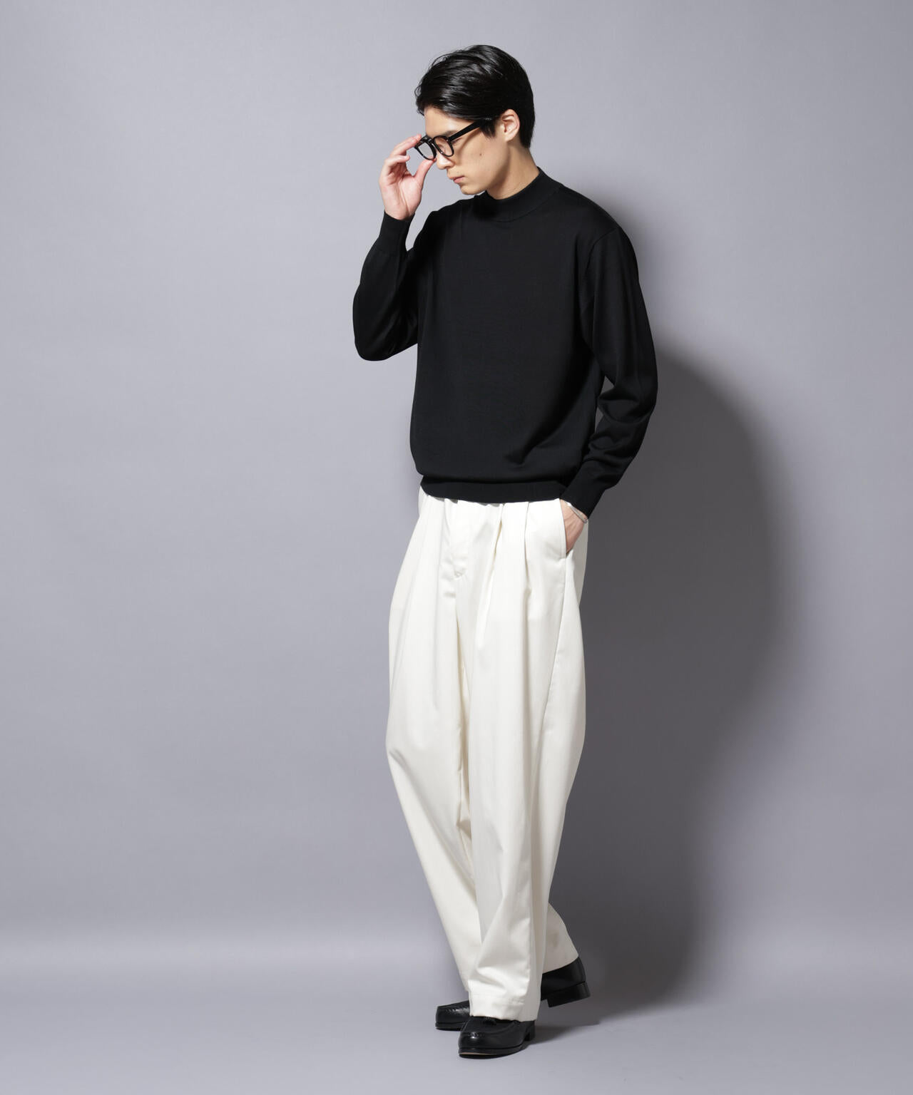 「毛玉レスニット」ファインゲージモックネック 6685222203