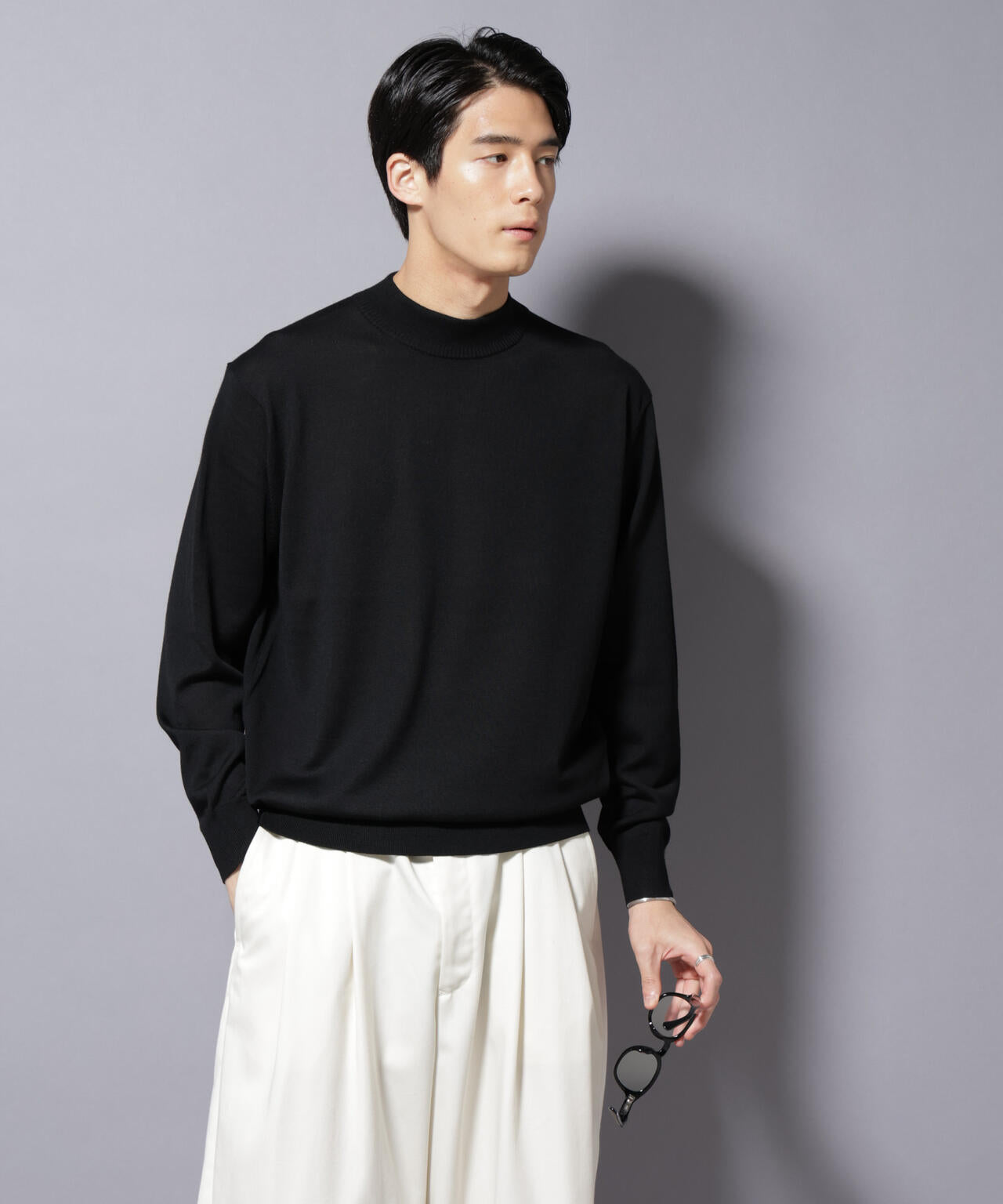 「毛玉レスニット」ファインゲージモックネック 6685222203