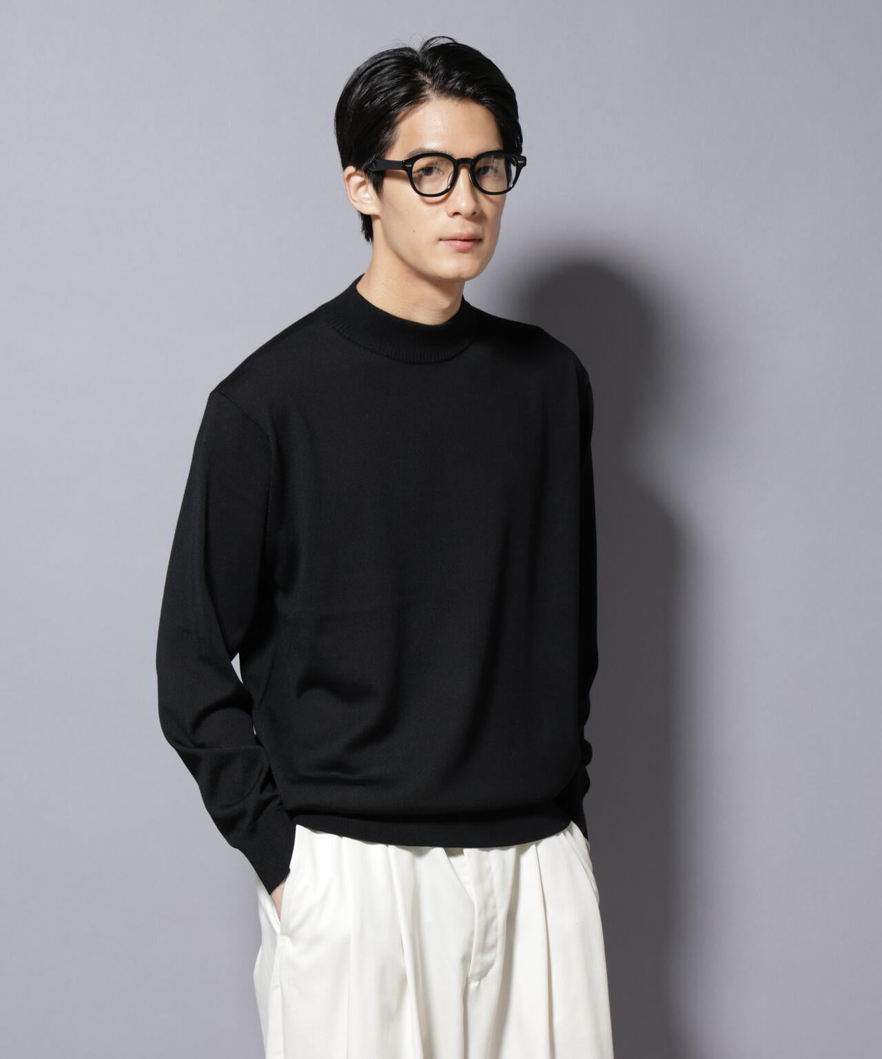 「毛玉レスニット」ファインゲージモックネック 6685222203