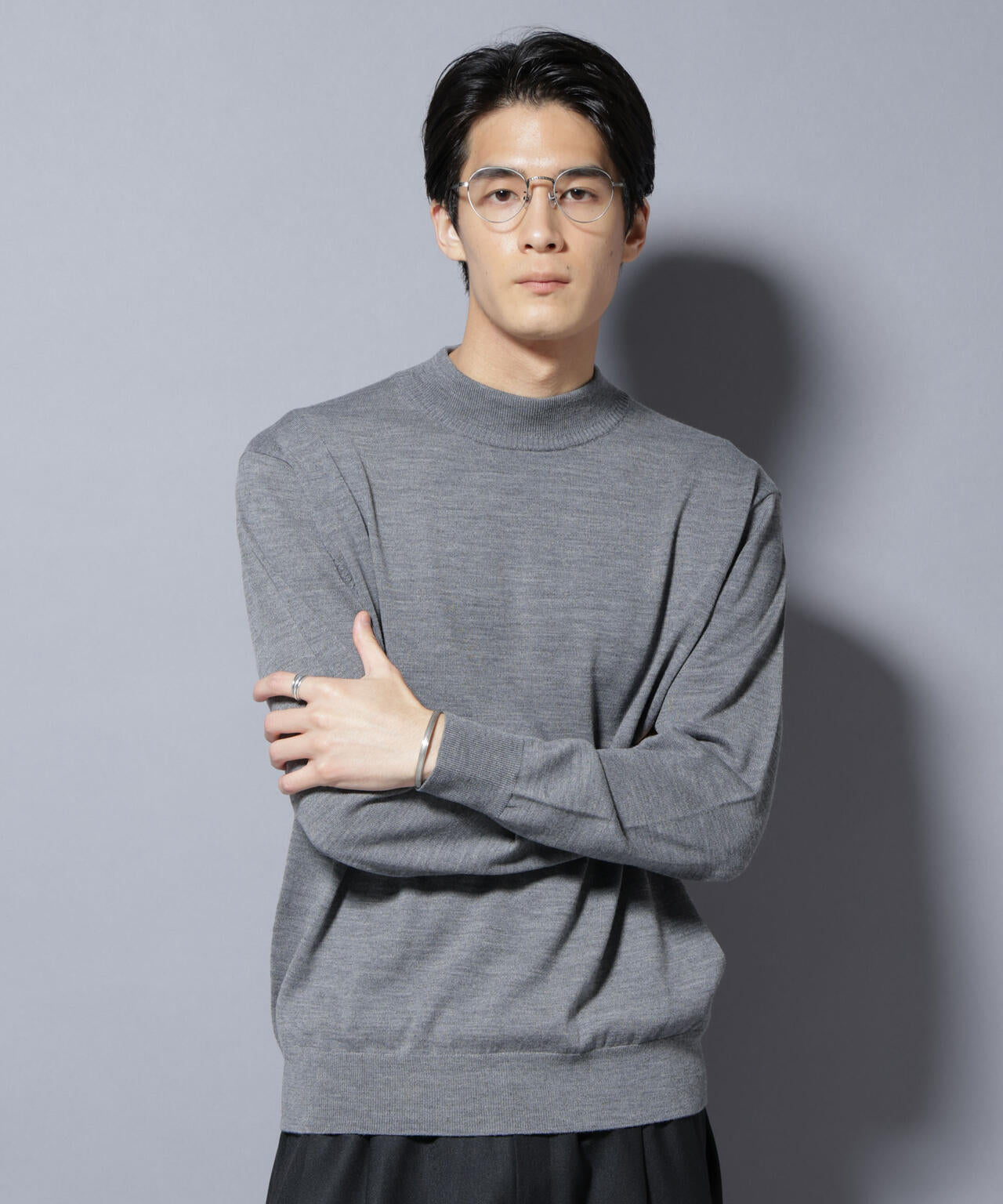 「毛玉レスニット」ファインゲージモックネック 6685222203