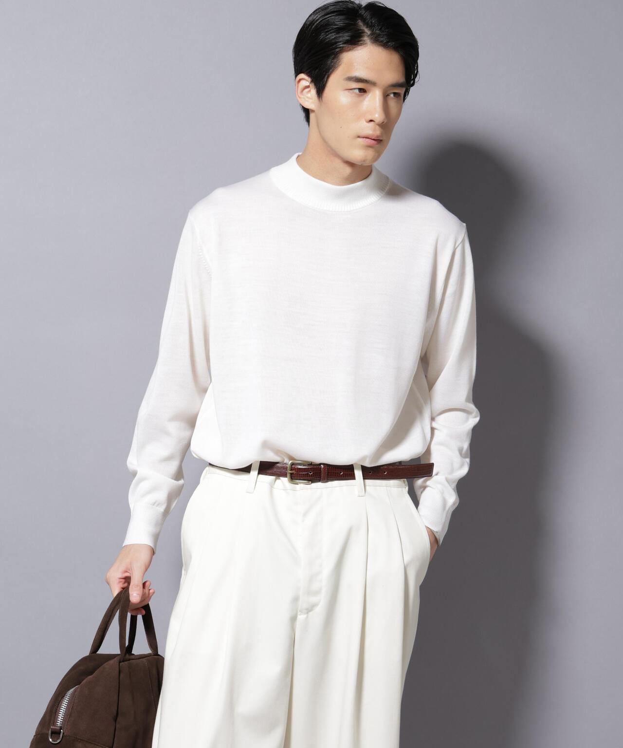 「毛玉レスニット」ファインゲージモックネック 6685222203