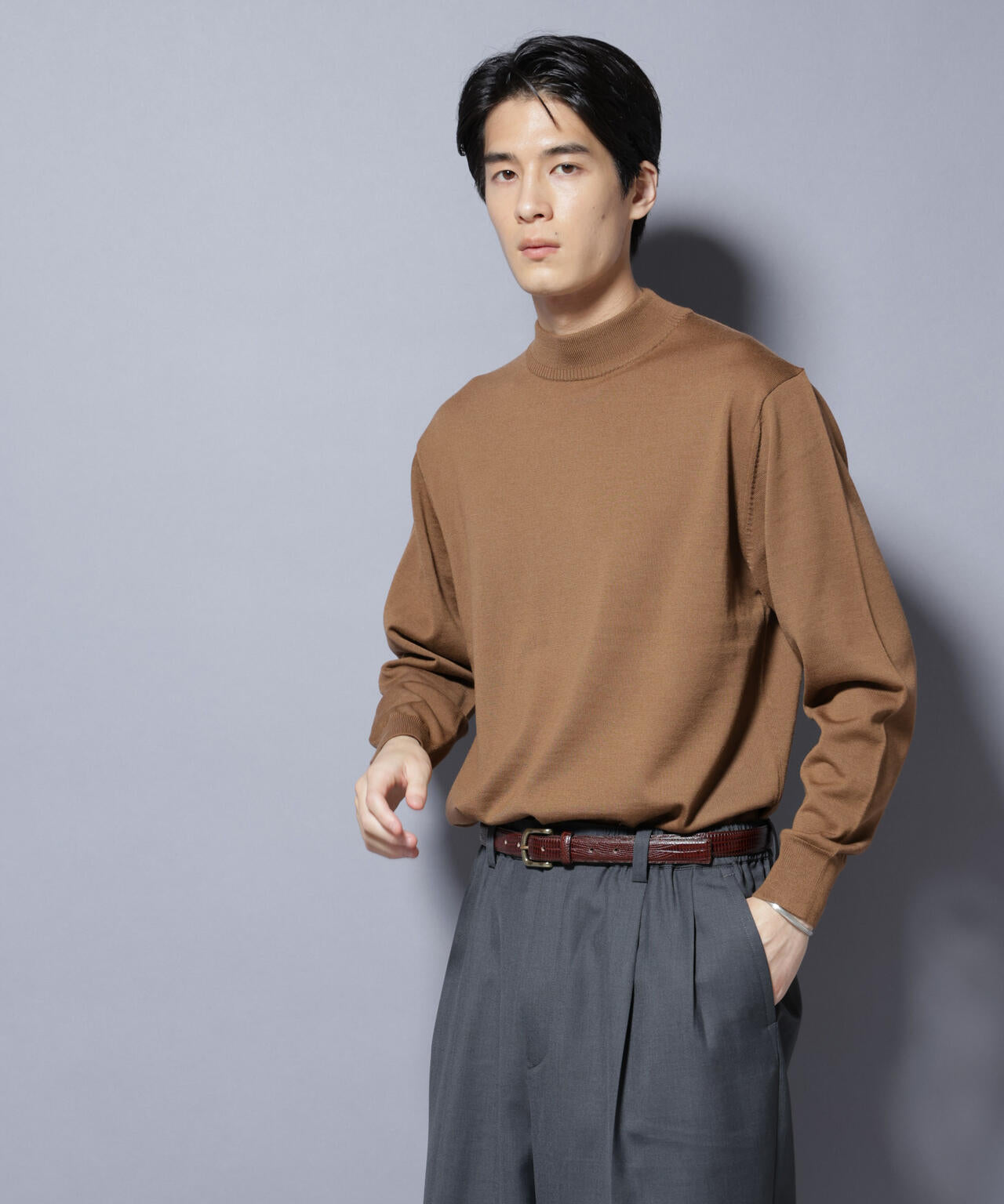 「毛玉レスニット」ファインゲージモックネック 6685222203