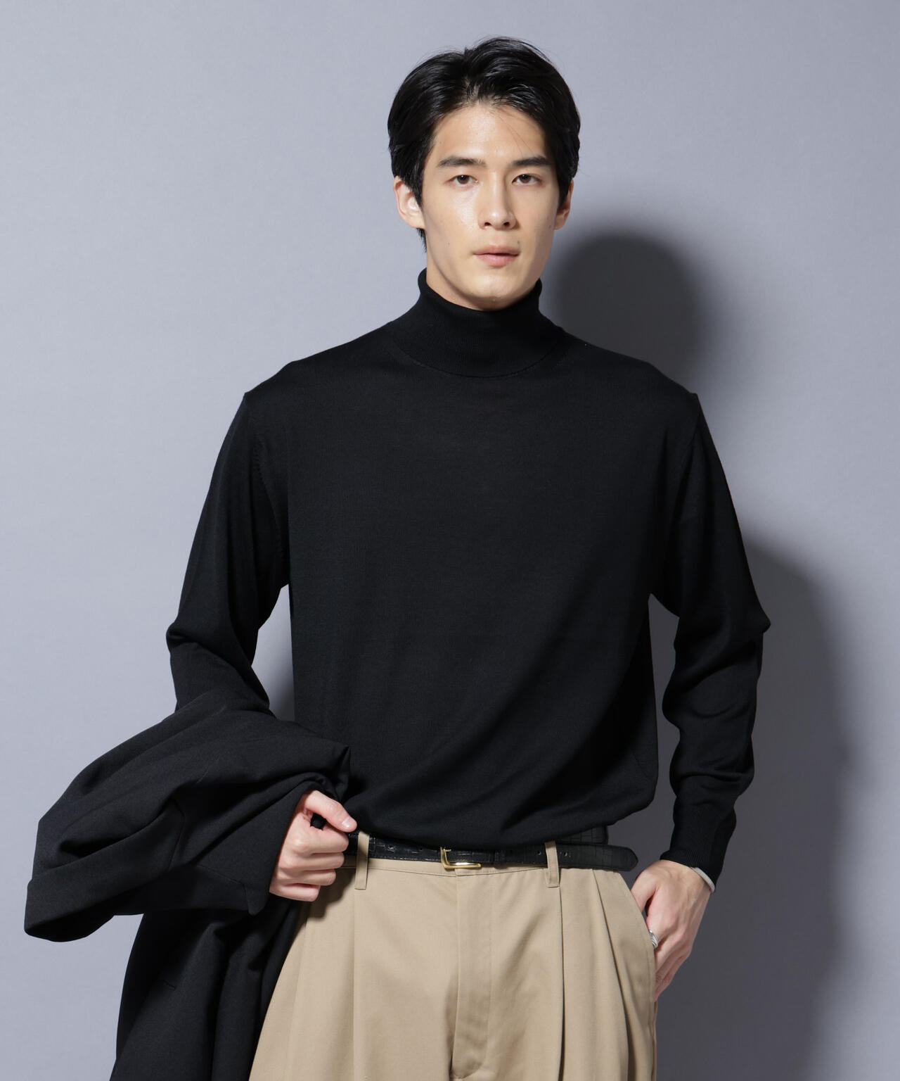 「毛玉レスニット」ファインゲージタートルネック 6685222204