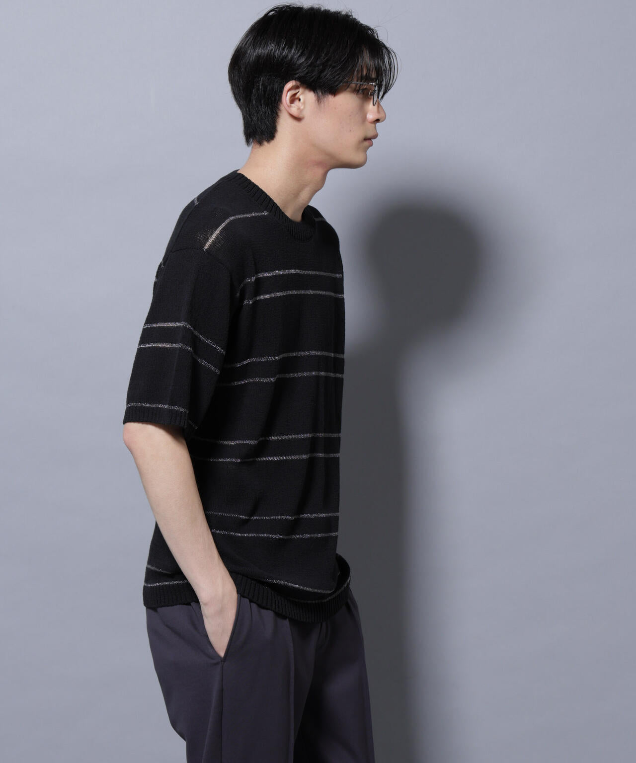 ブークレーラメボーダー ニットTシャツ 6685222211