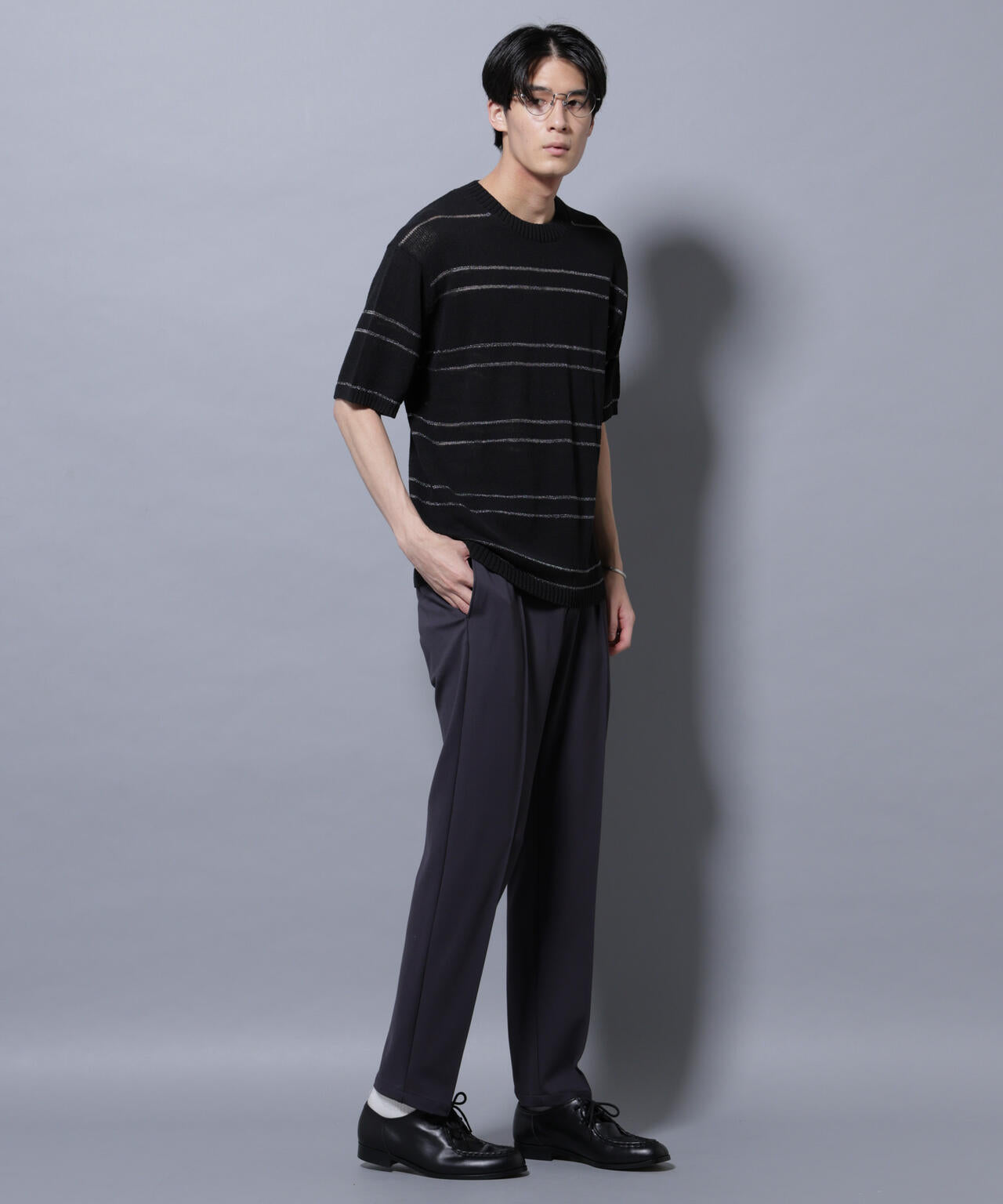 ブークレーラメボーダー ニットTシャツ 6685222211