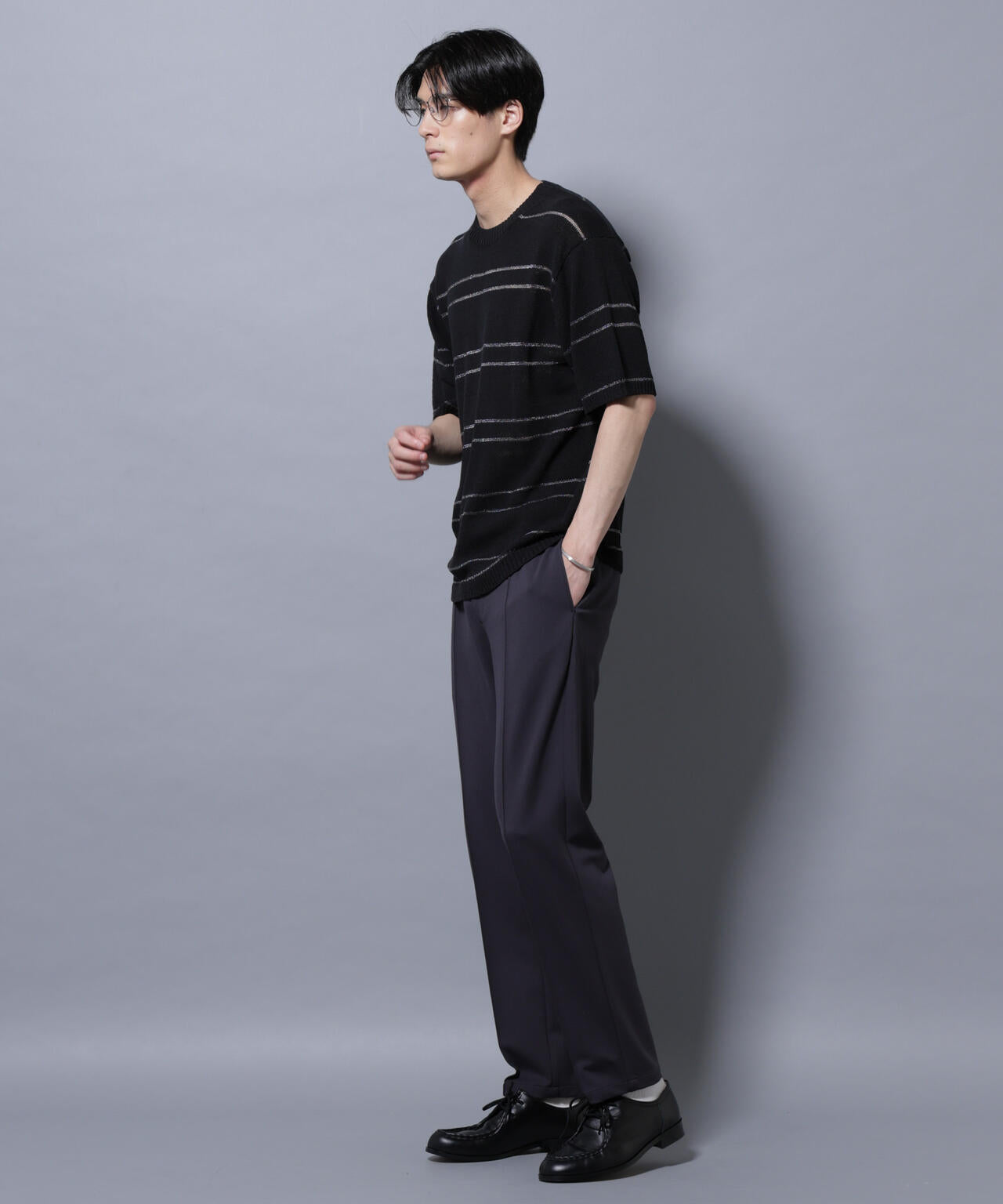 ブークレーラメボーダー ニットTシャツ 6685222211