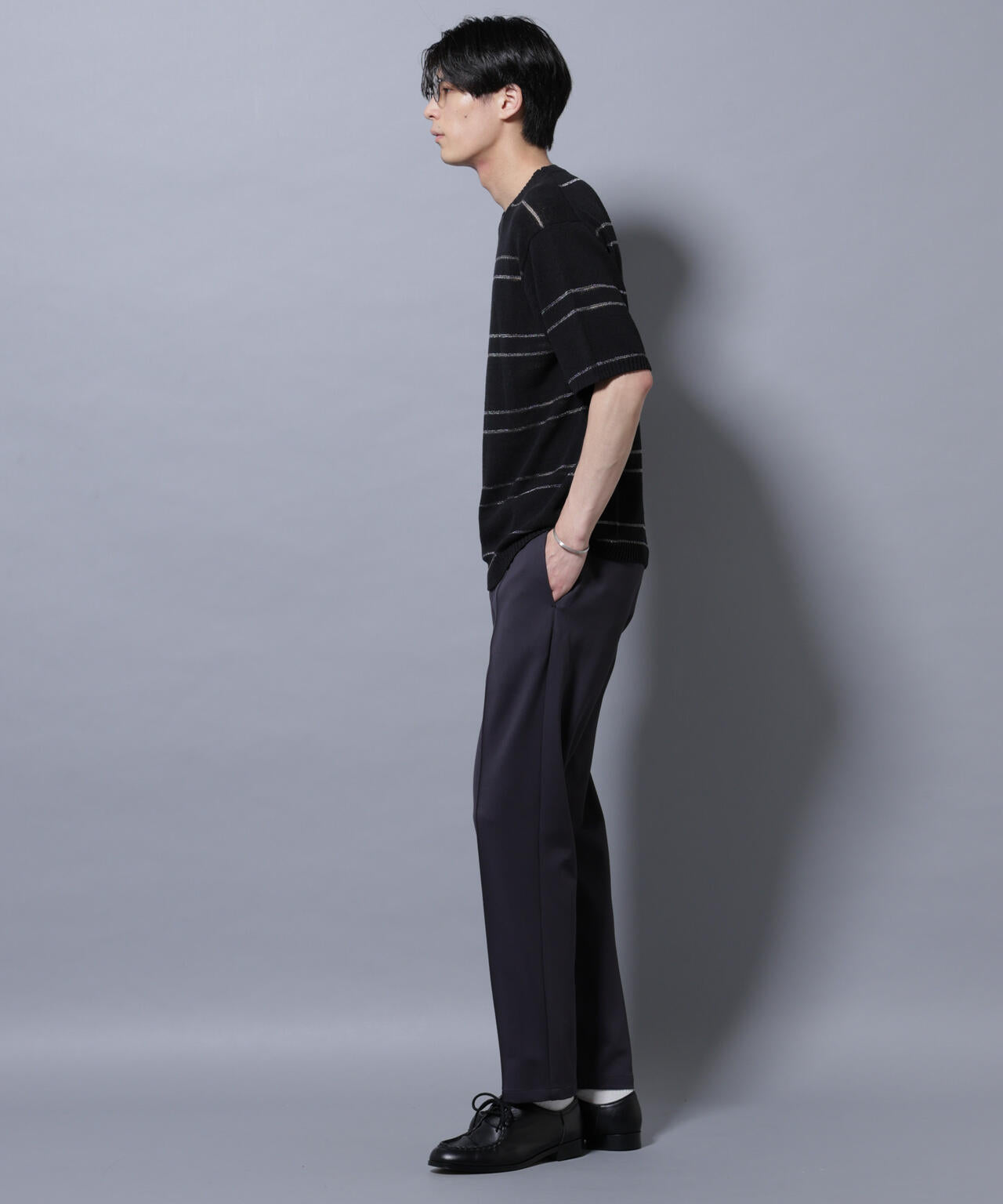 ブークレーラメボーダー ニットTシャツ 6685222211