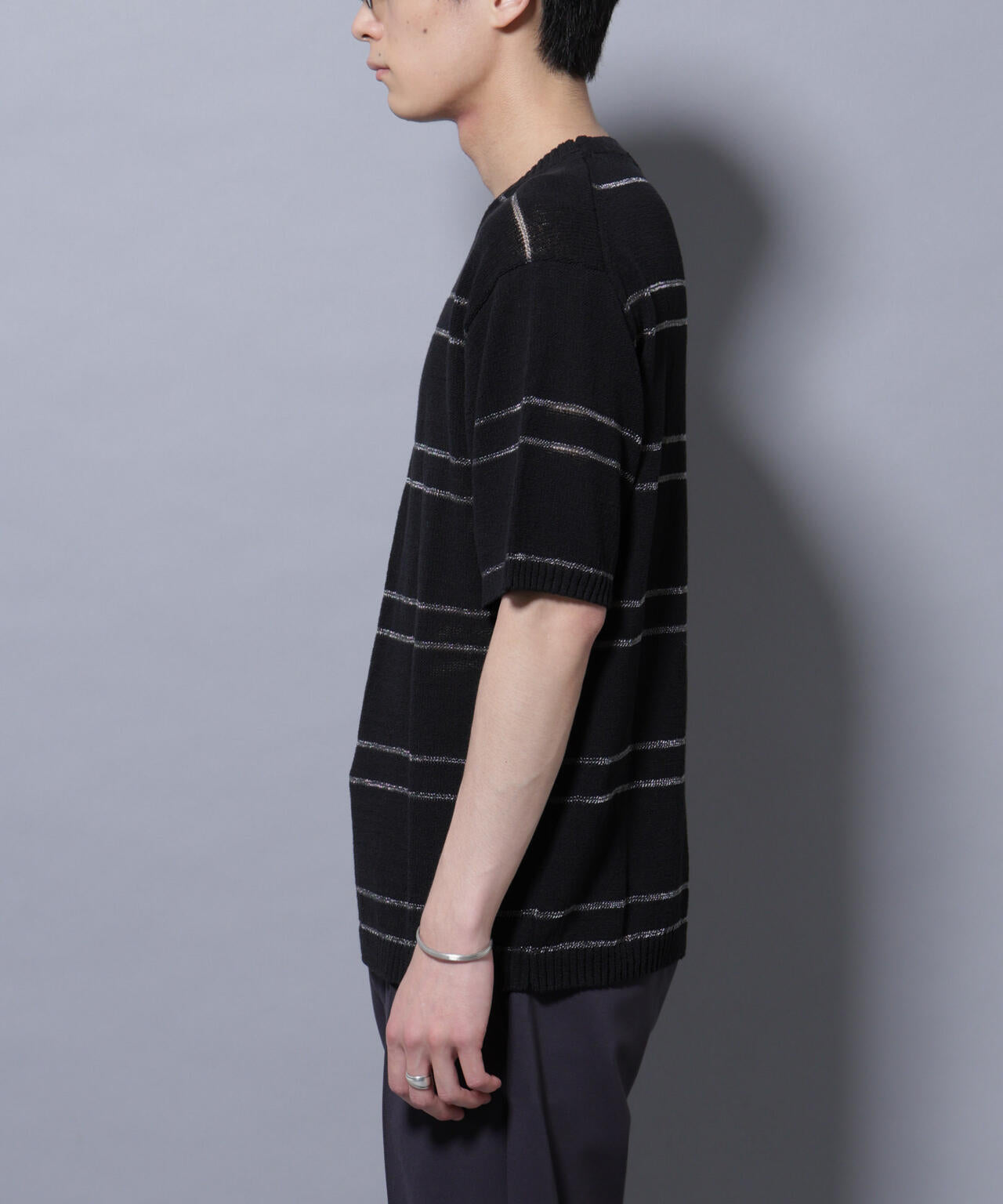 ブークレーラメボーダー ニットTシャツ 6685222211