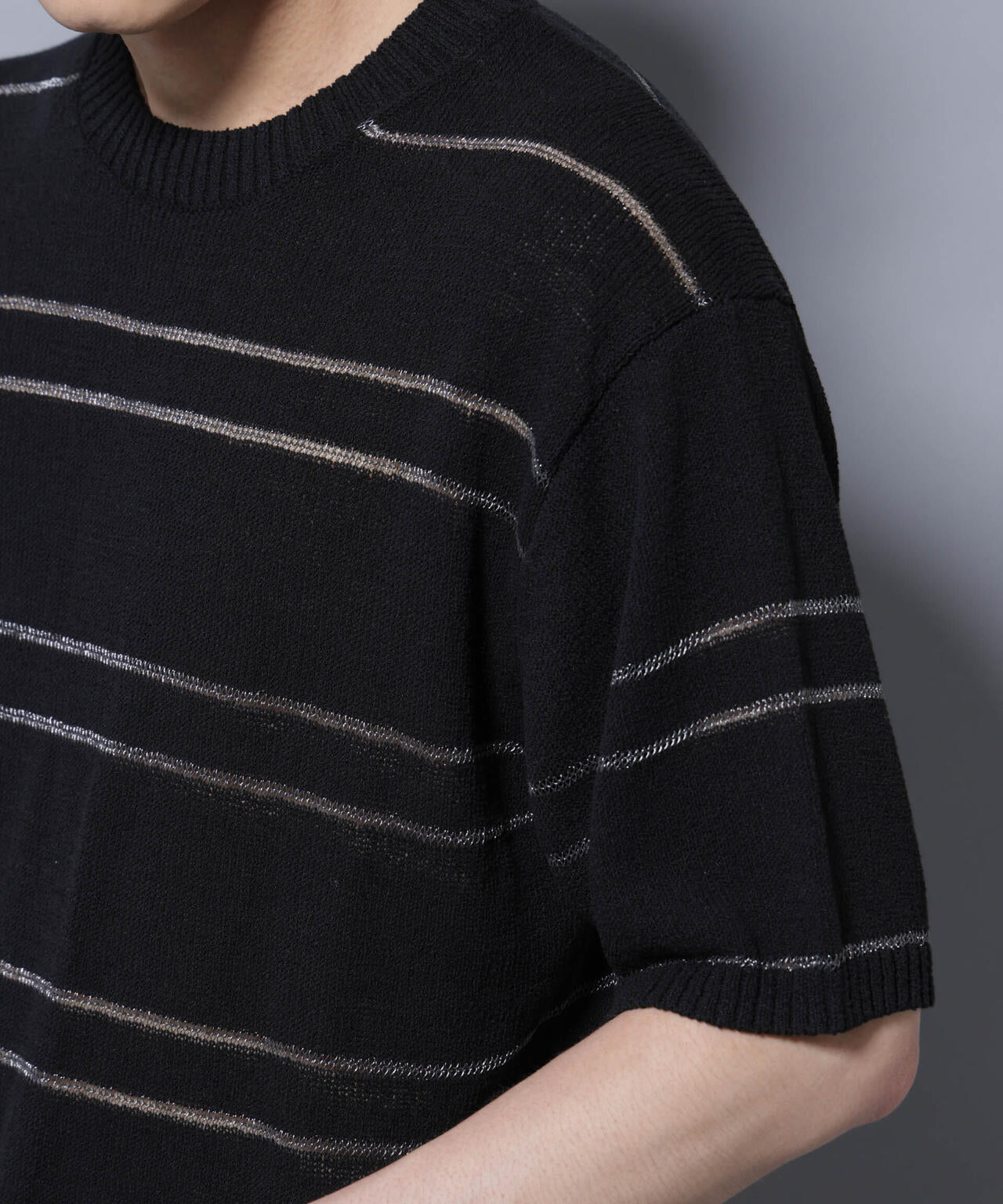 ブークレーラメボーダー ニットTシャツ 6685222211