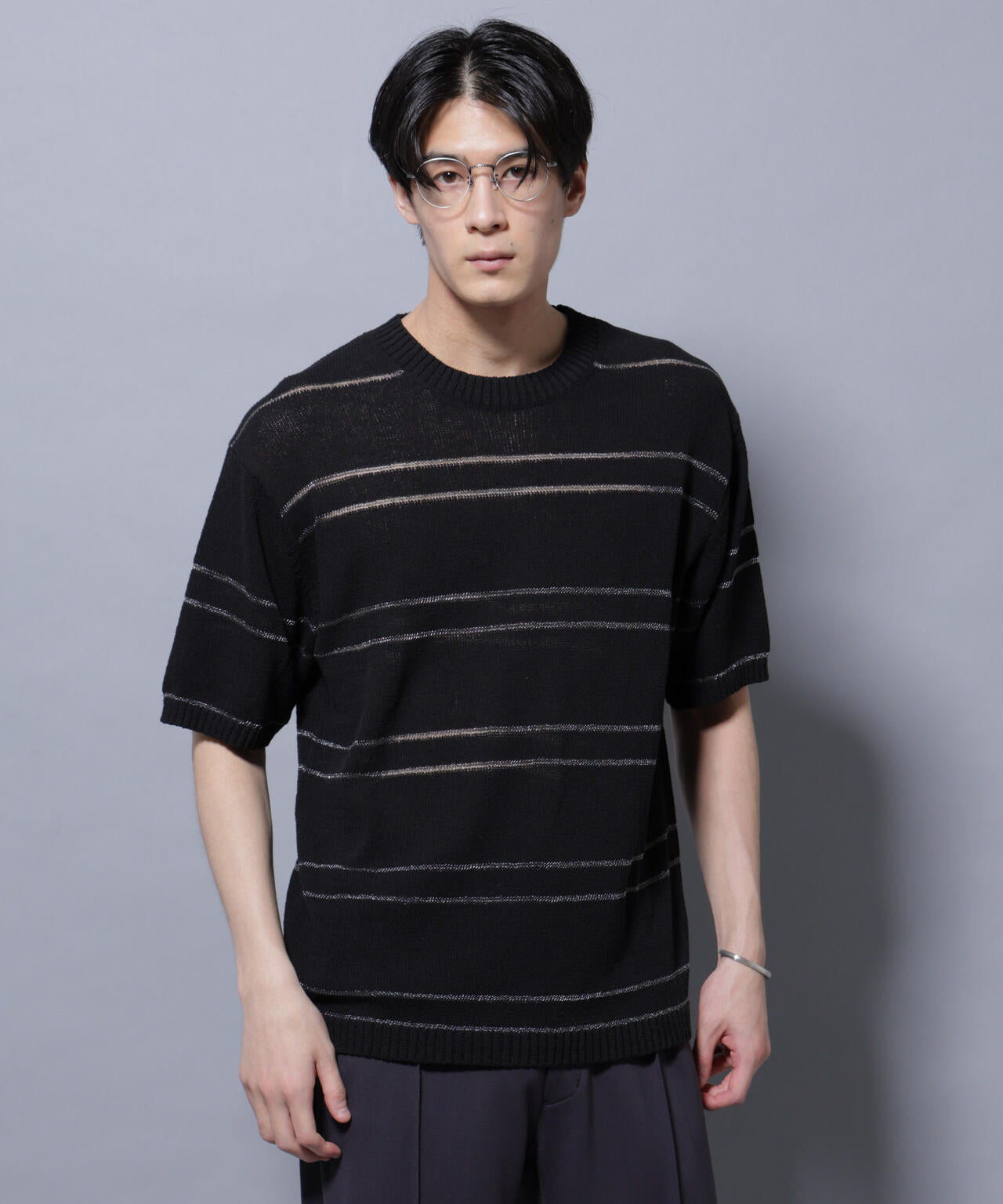 ブークレーラメボーダー ニットTシャツ 6685222211