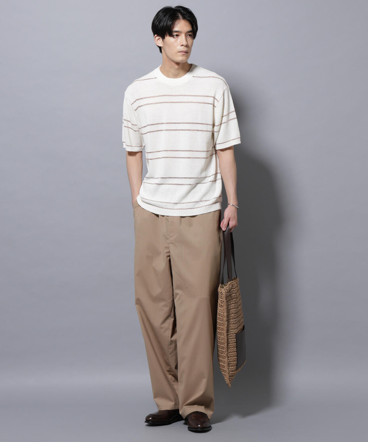 ブークレーラメボーダー ニットTシャツ 6685222211