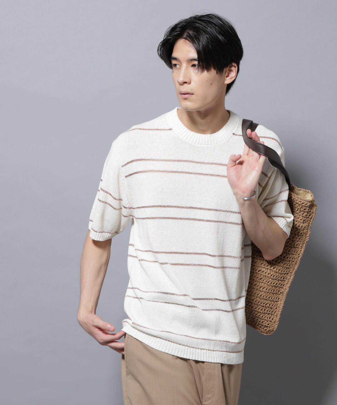 ブークレーラメボーダー ニットTシャツ 6685222211