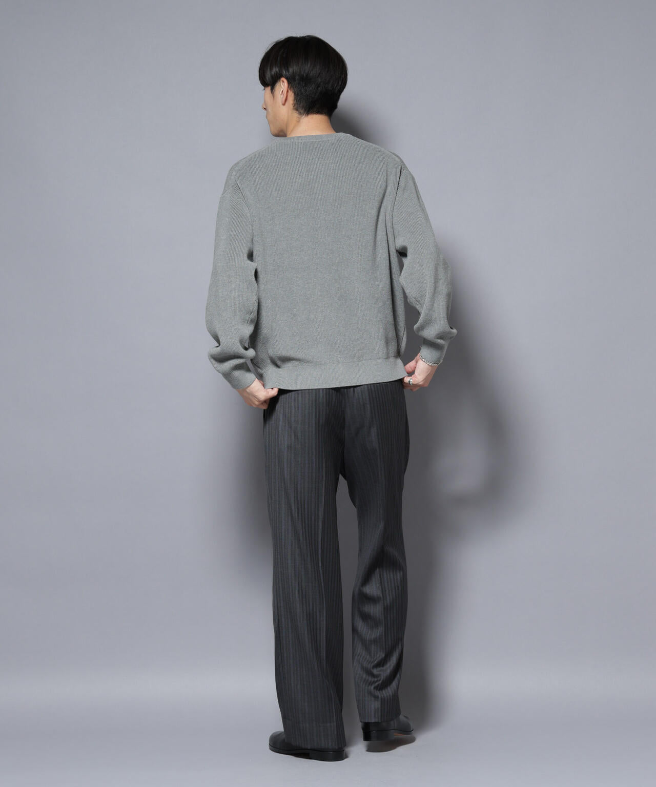 マーセライズコットン 畦クルーネックニット 6685222219