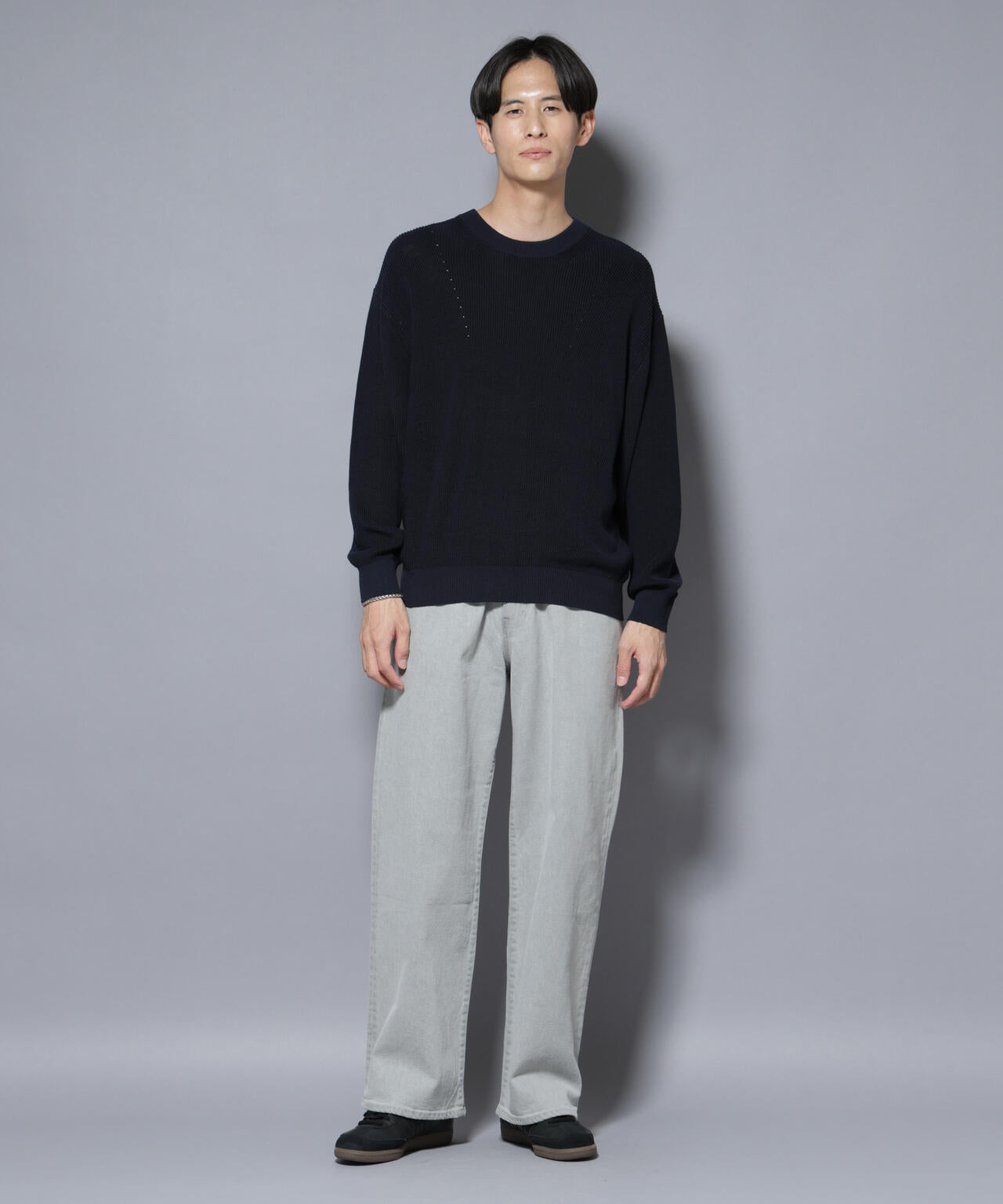 マーセライズコットン 畦クルーネックニット 6685222219