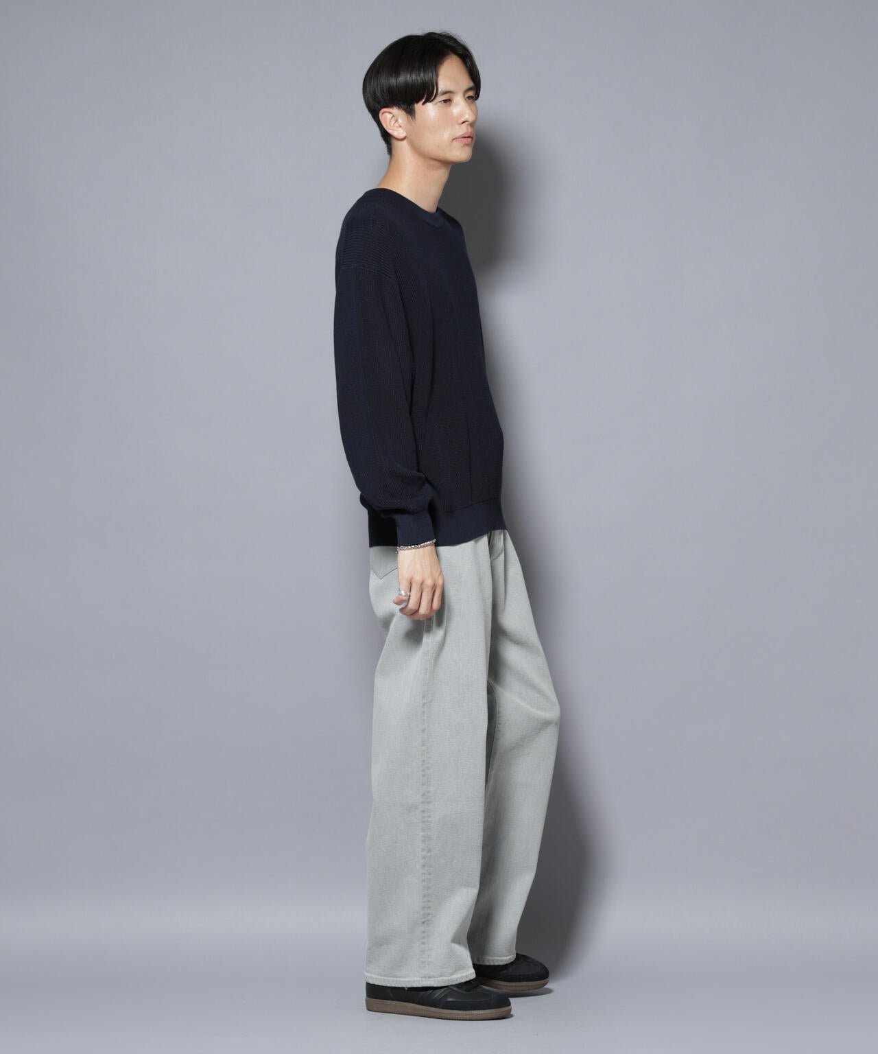 マーセライズコットン 畦クルーネックニット 6685222219