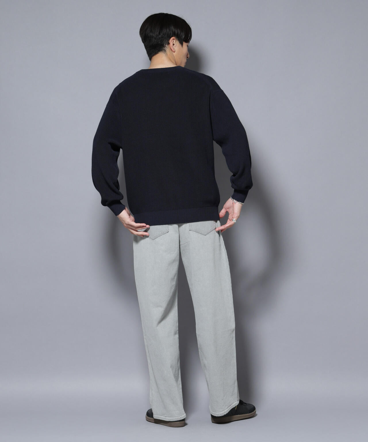 マーセライズコットン 畦クルーネックニット 6685222219
