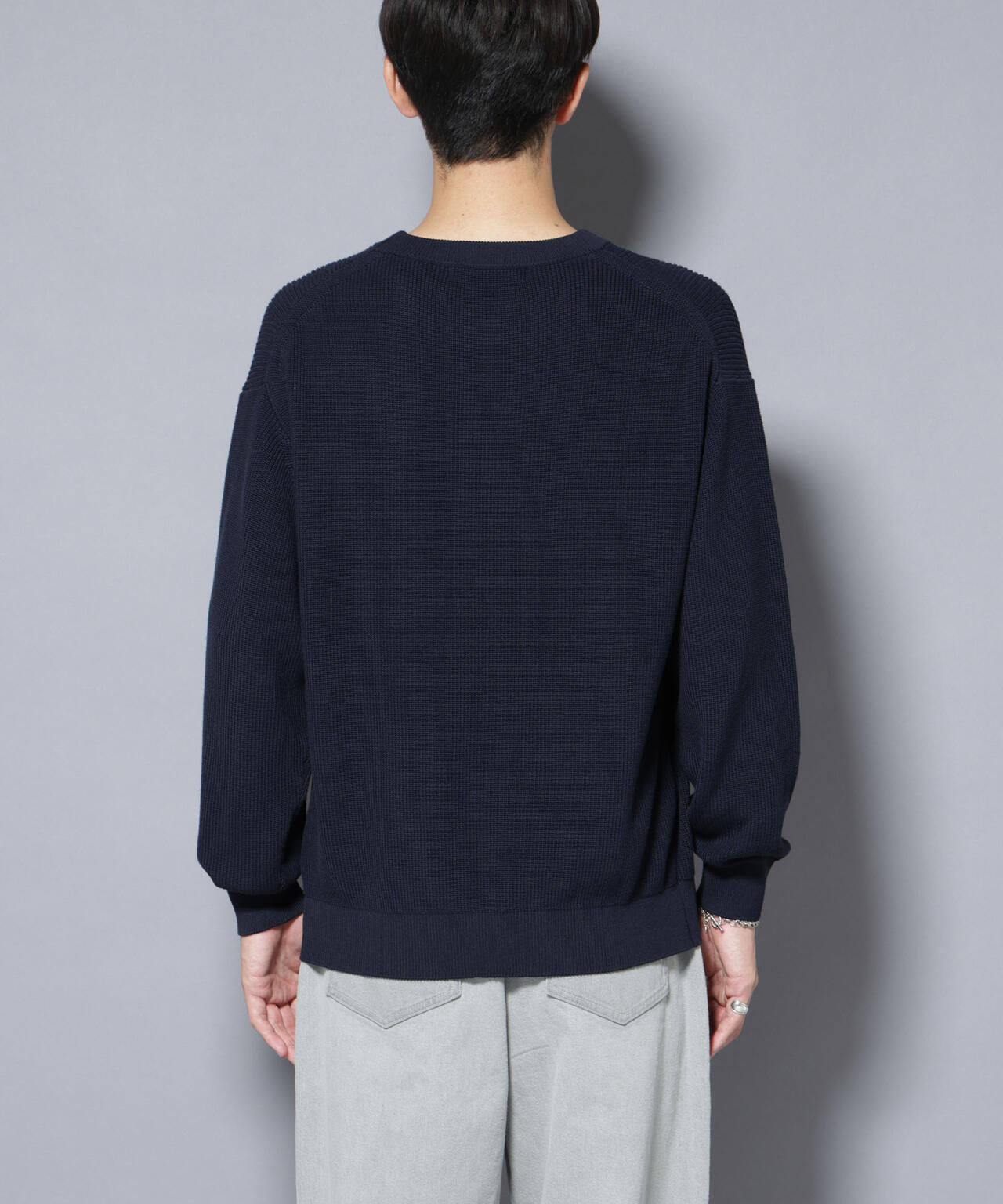 マーセライズコットン 畦クルーネックニット 6685222219