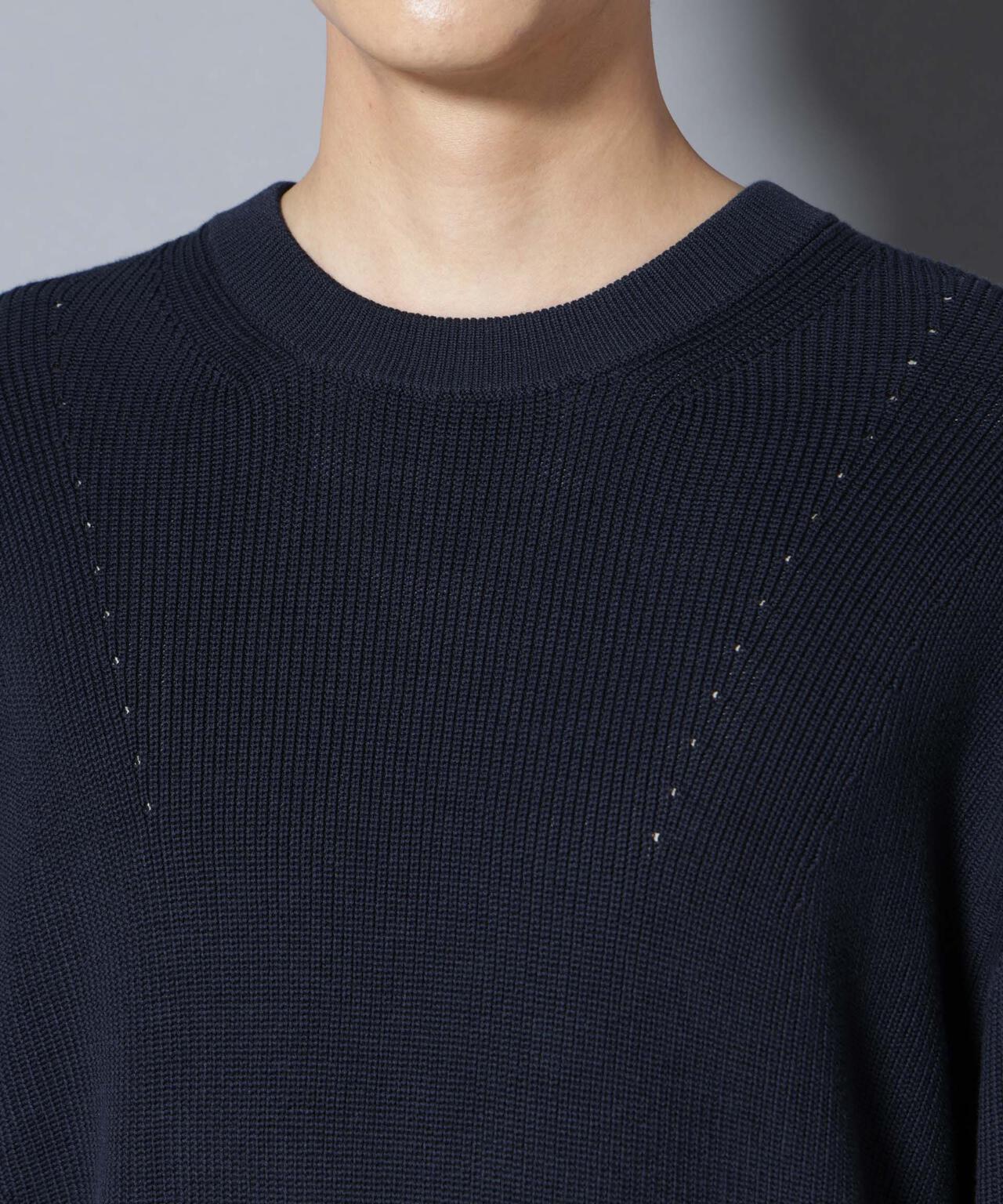 マーセライズコットン 畦クルーネックニット 6685222219