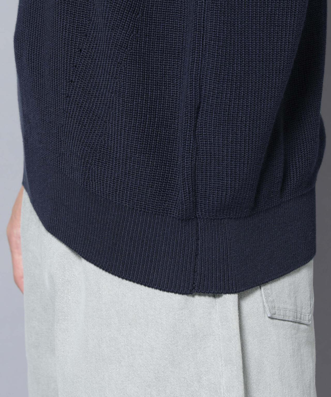 マーセライズコットン 畦クルーネックニット 6685222219