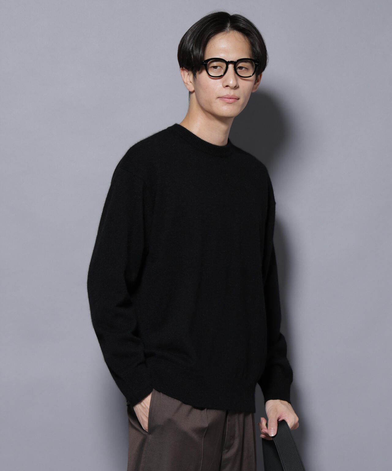 アンゴラ混ライトクルーネックニット 6685222226