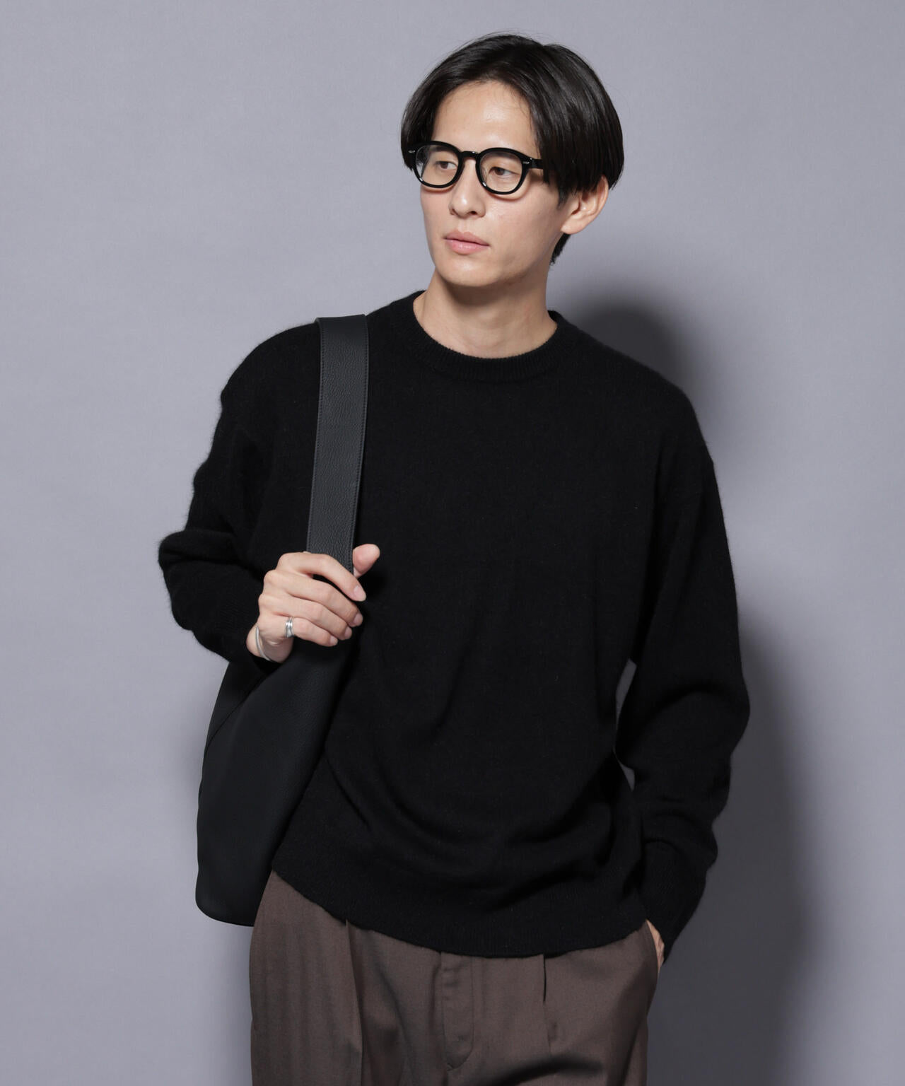 アンゴラ混ライトクルーネックニット 6685222226