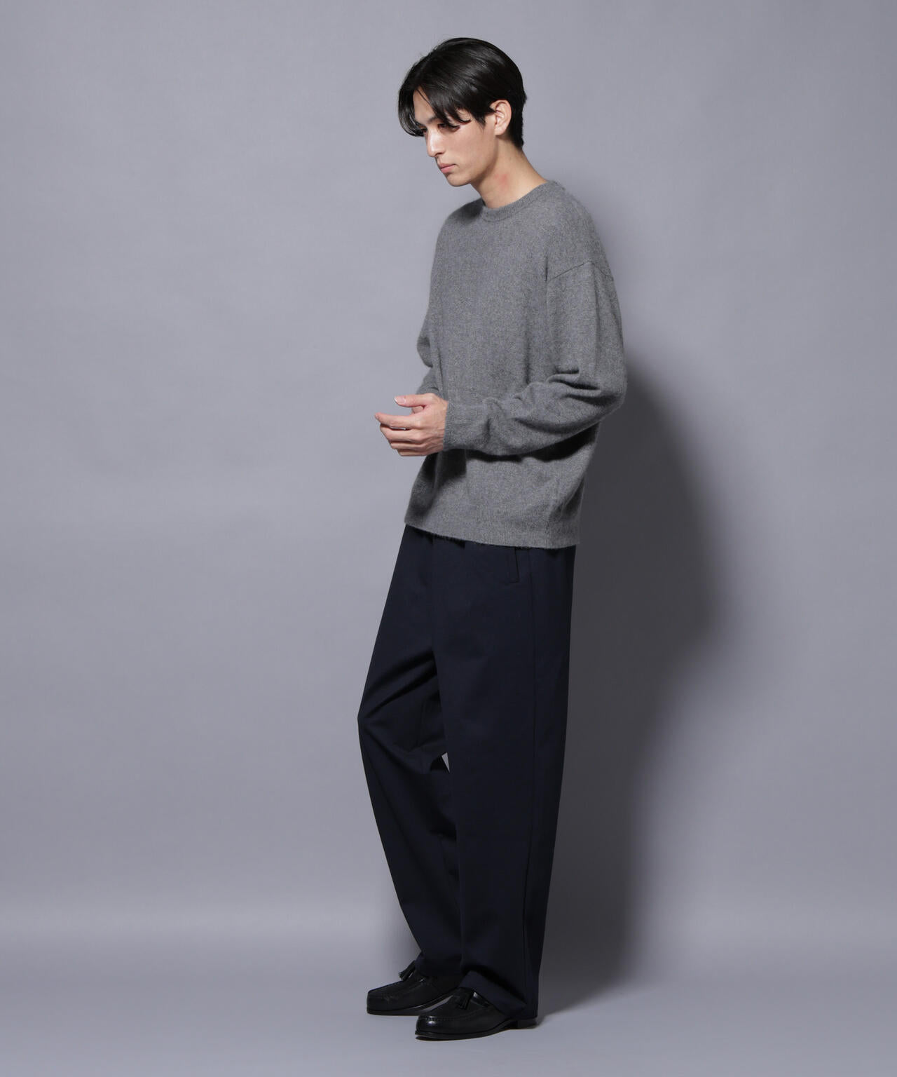 アンゴラ混ライトクルーネックニット 6685222226