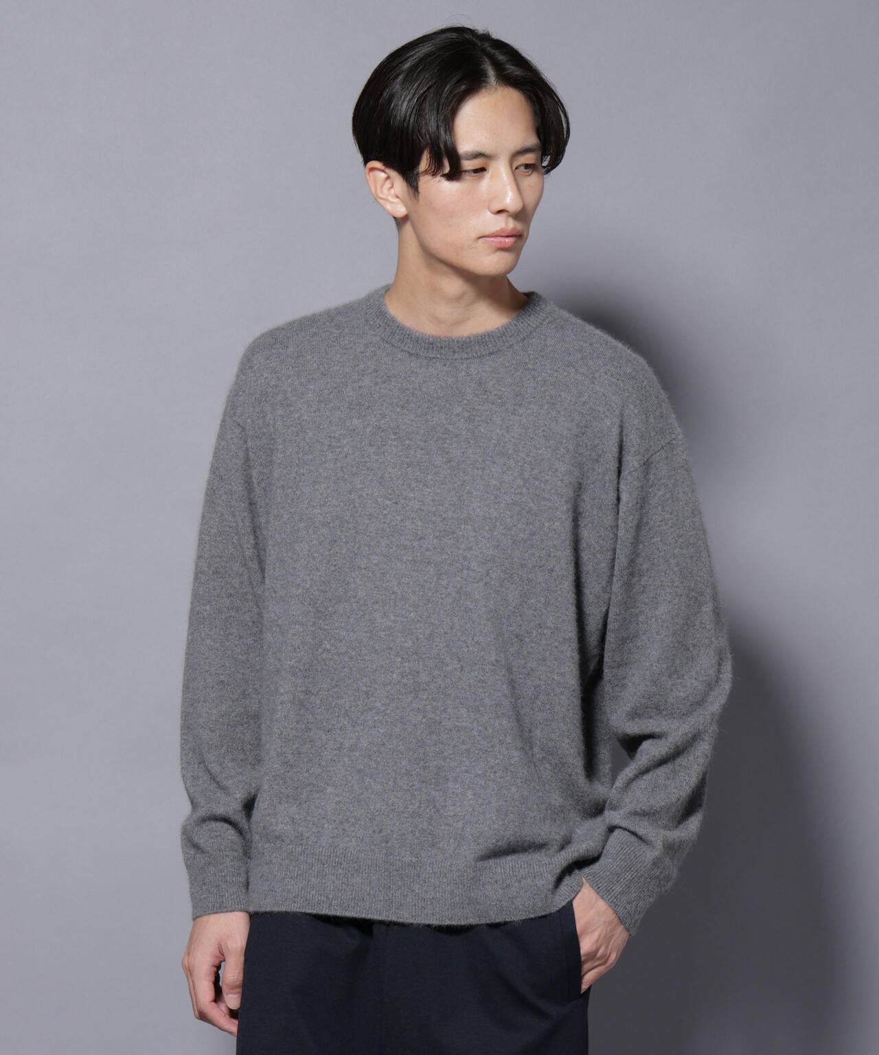 アンゴラ混ライトクルーネックニット 6685222226