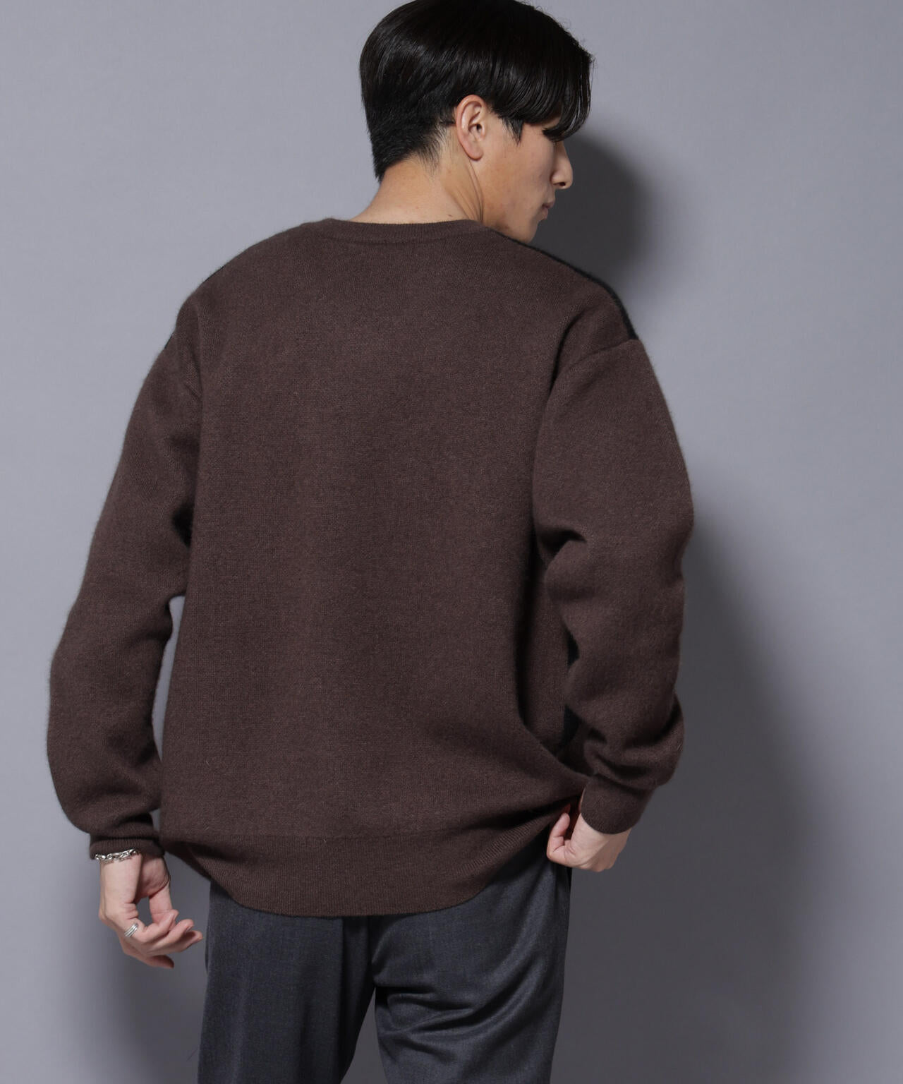 アンゴラ混アーガイルVネックニット 6685222227