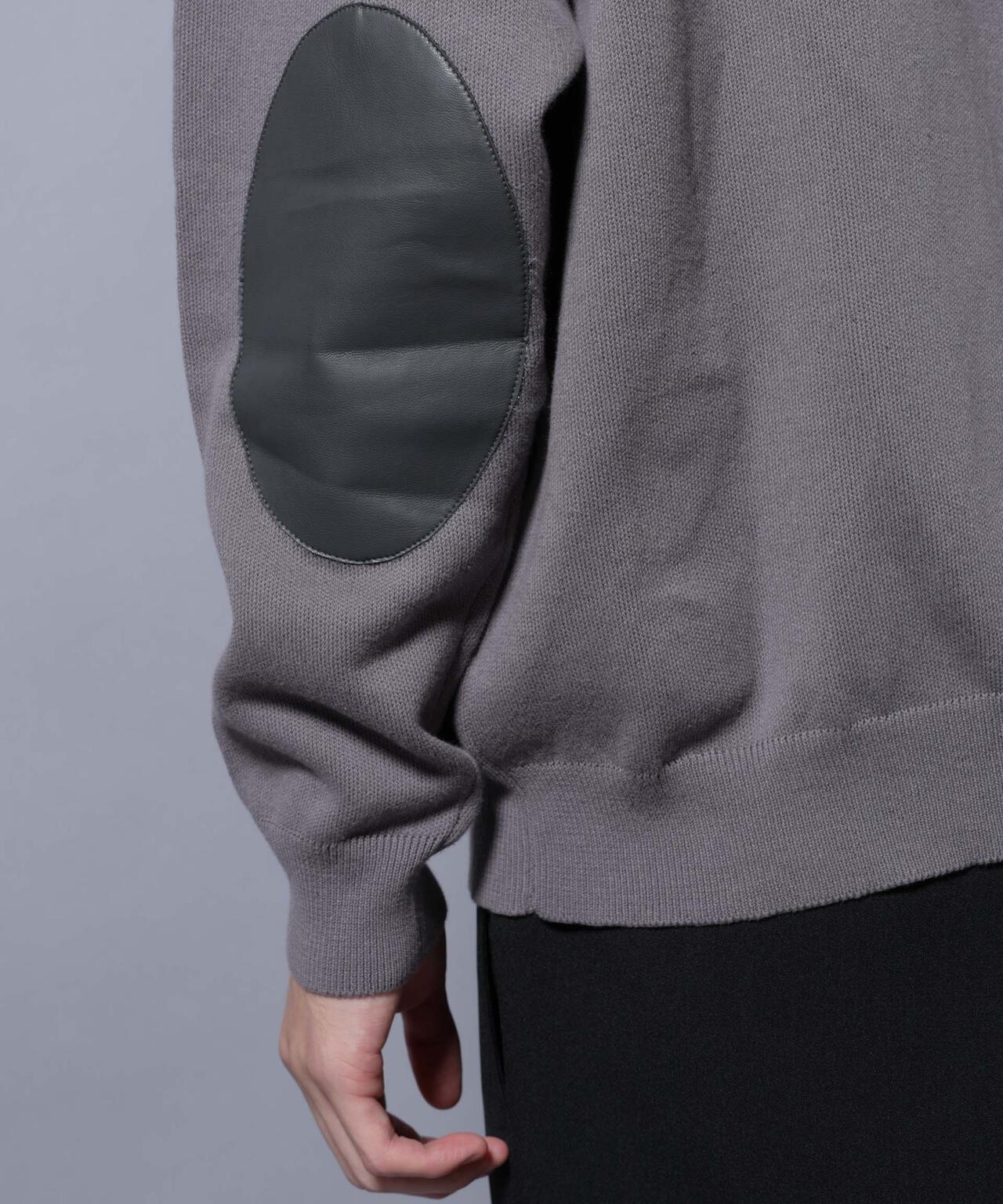 「大人のスウェット」コットンスウェットライクニット エルボーパッチクルーネック 6685222228