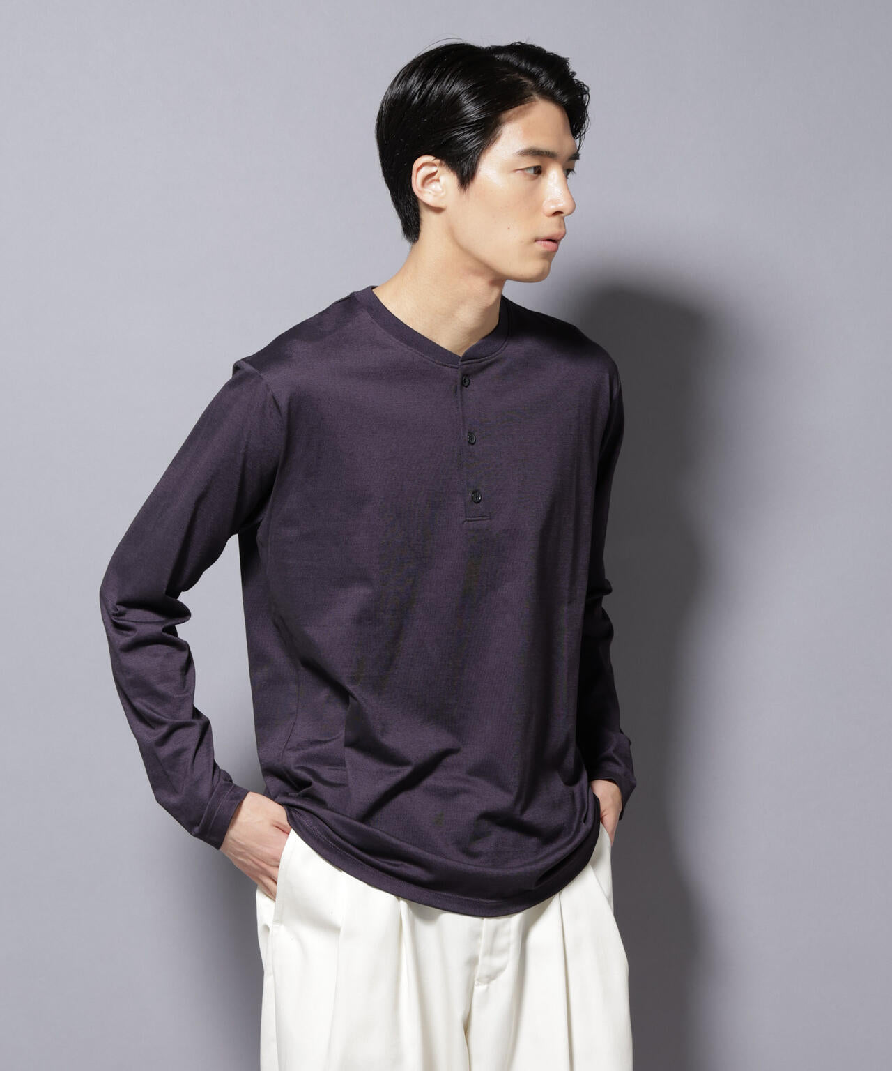 ソラーロライトストレッチヘンリーネックTシャツ 長袖 6685223202