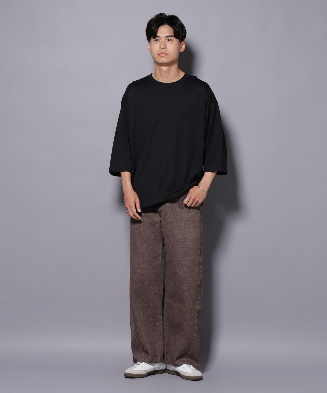 Anti Soaked(R) 汗染み防止 クルーネックワイドTシャツ七分袖 6685223207