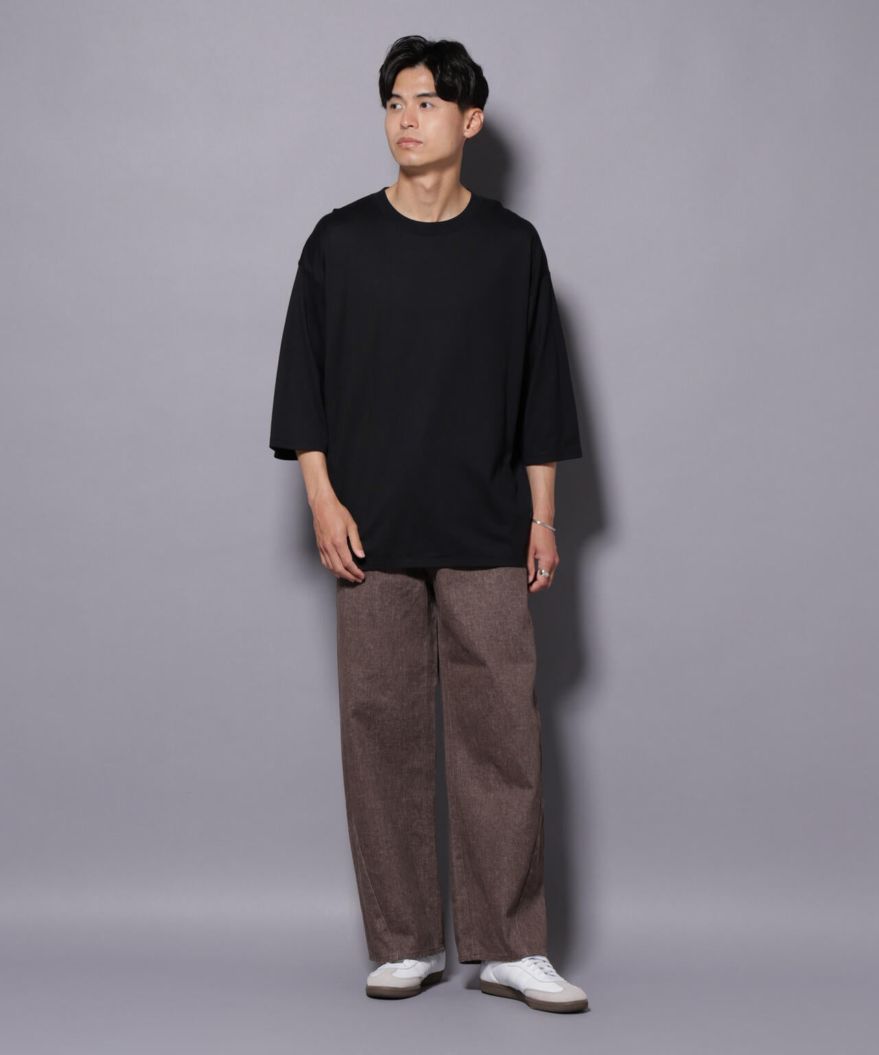 Anti Soaked(R) 汗染み防止 クルーネックワイドTシャツ七分袖 6685223207