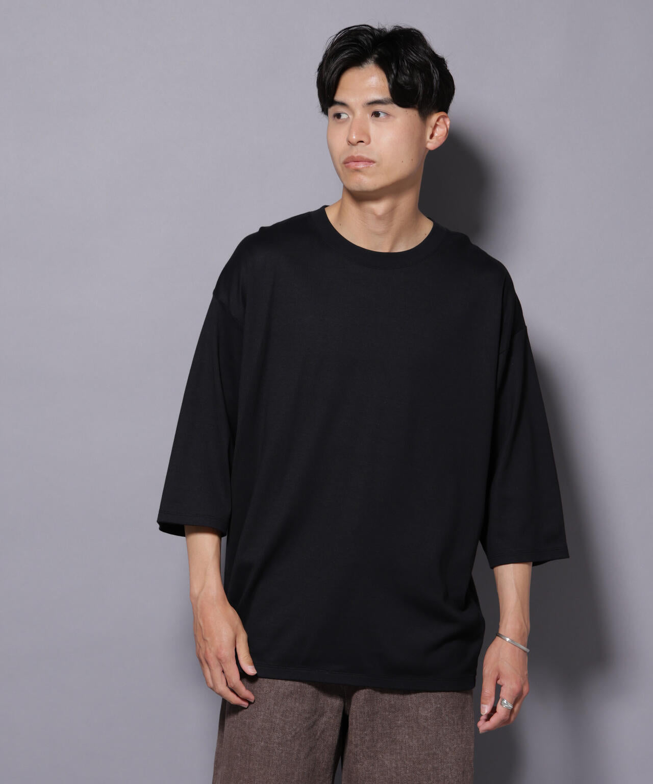Anti Soaked(R) 汗染み防止 クルーネックワイドTシャツ七分袖 6685223207