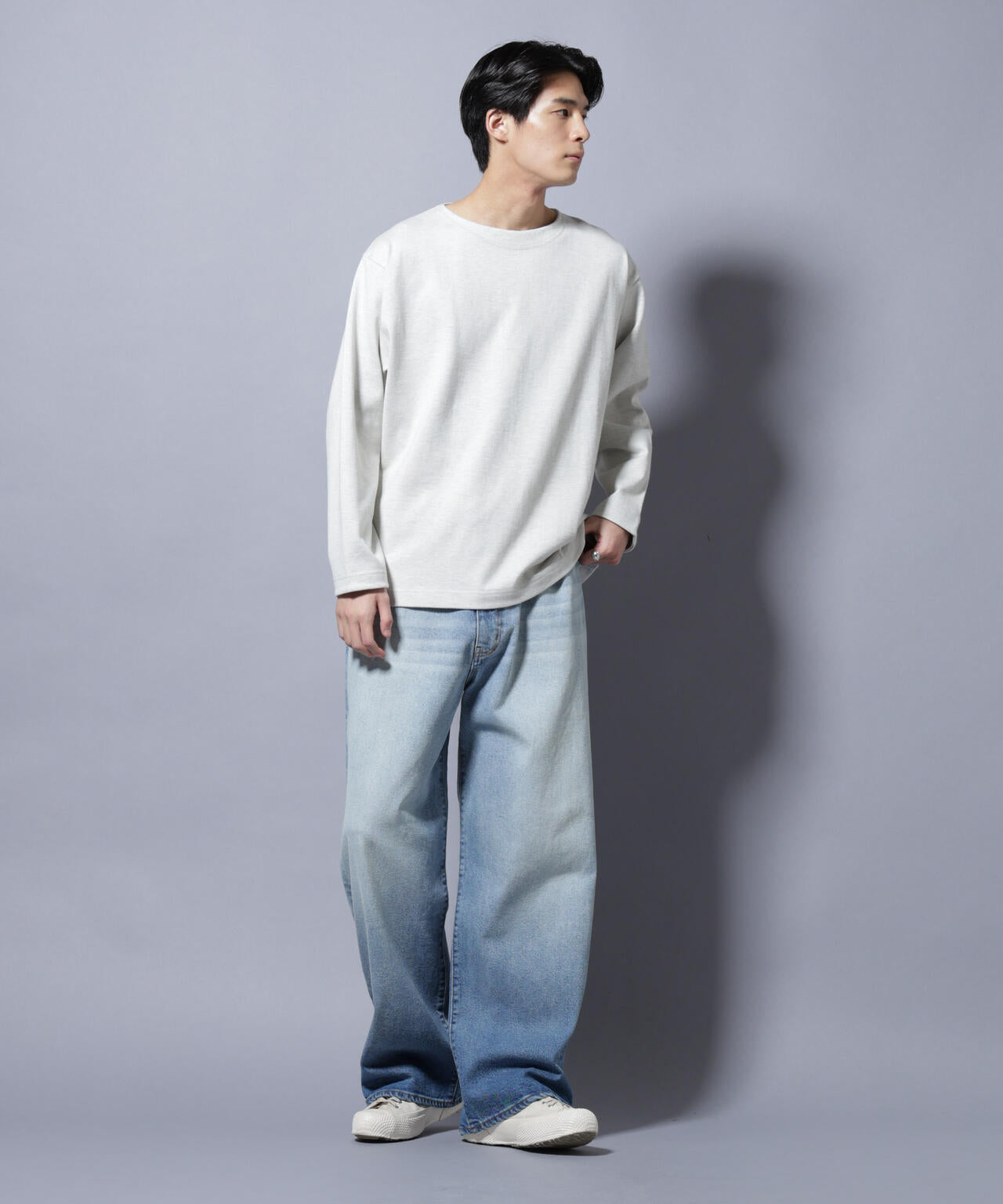 天竺ヘビーコットンボートネックTシャツ 長袖 6685223212