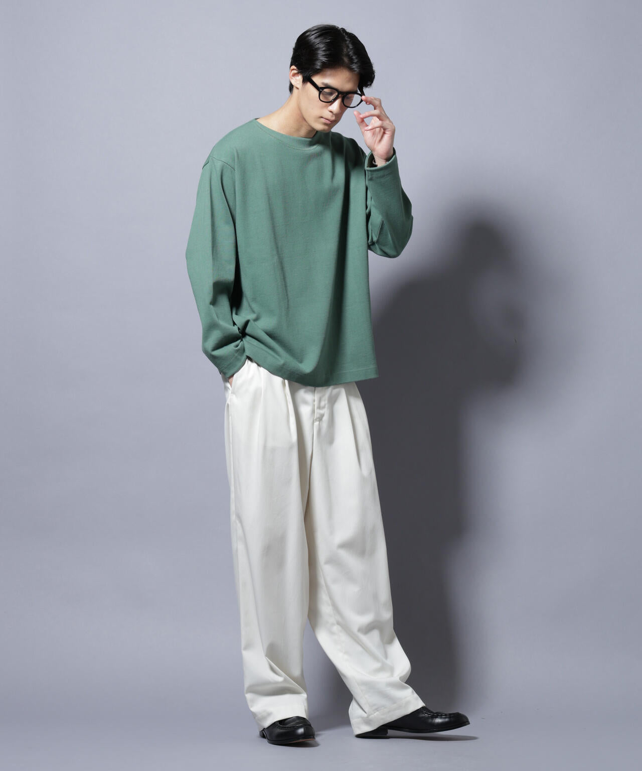天竺ヘビーコットンボートネックTシャツ 長袖 6685223212
