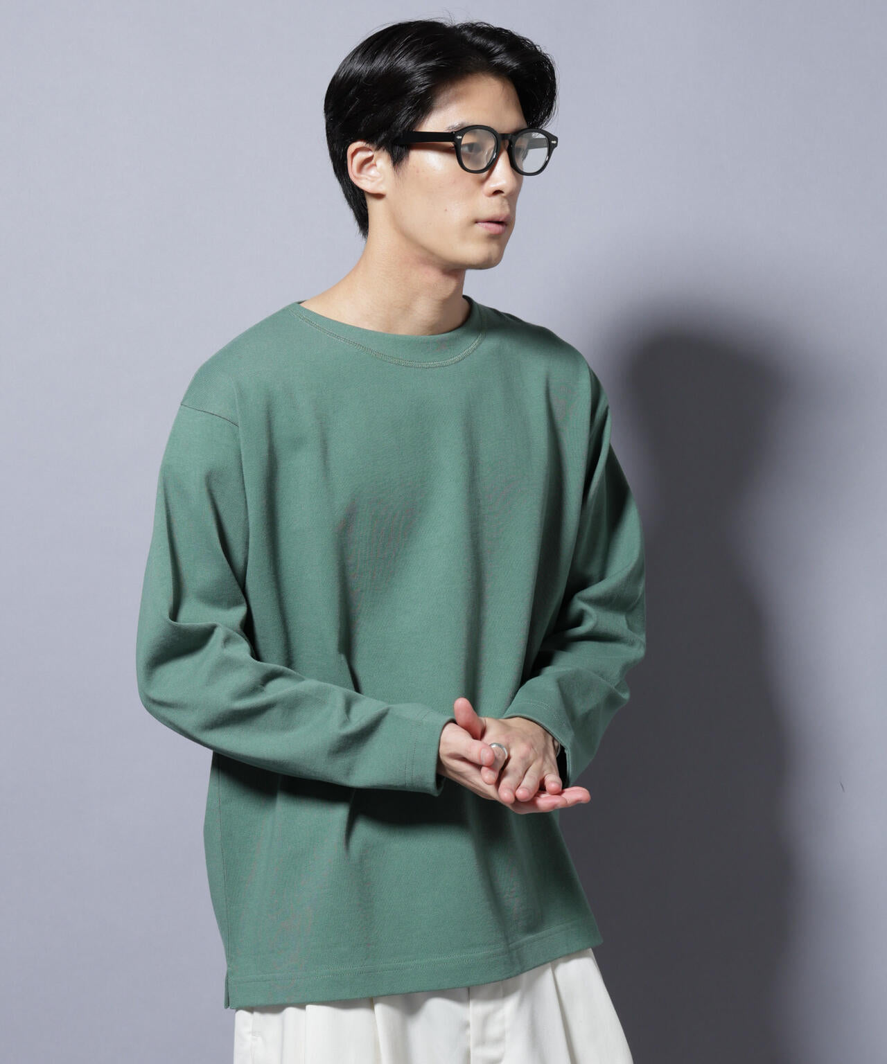 天竺ヘビーコットンボートネックTシャツ 長袖 6685223212