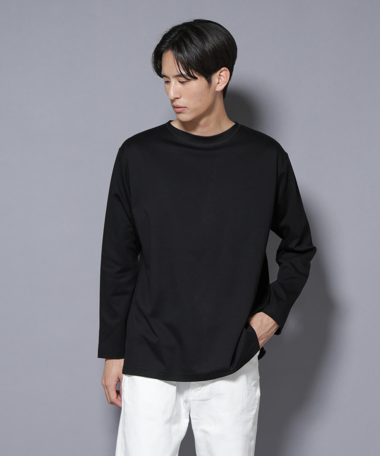 「NJ/CLUB」モクロディ ボートネック サイドスリットTシャツ 6685223214