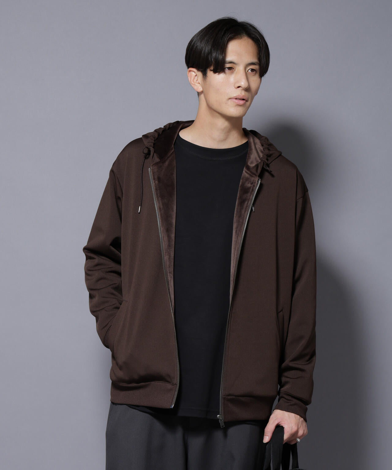 &MOSS ブラウン ニット素材　フード付きパーカー　ほぼ未使用　美品　サイズM &MOSS ブラウン ニット素材 フード付きパーカー ほぼ未使用 美品