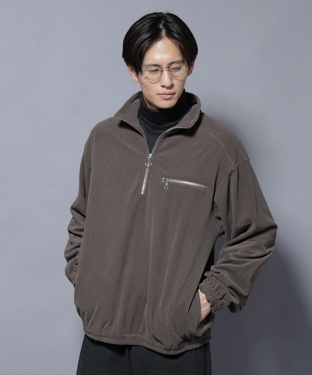 モールJQDコーデュロイハーフジッププルオーバー 6685223230