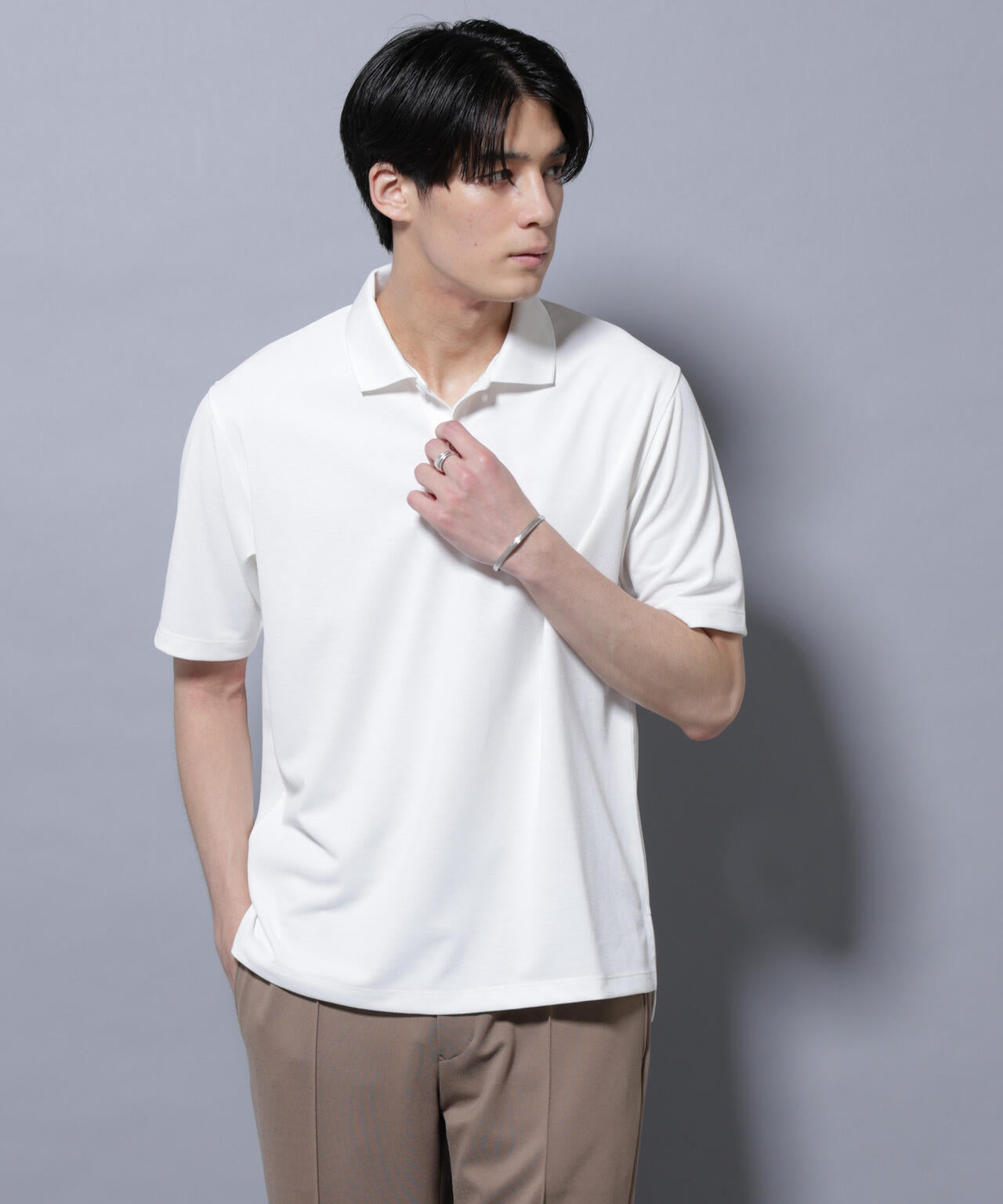 「N POLO」 AERO FREEZE 鹿の子ポロシャツ 6685224207