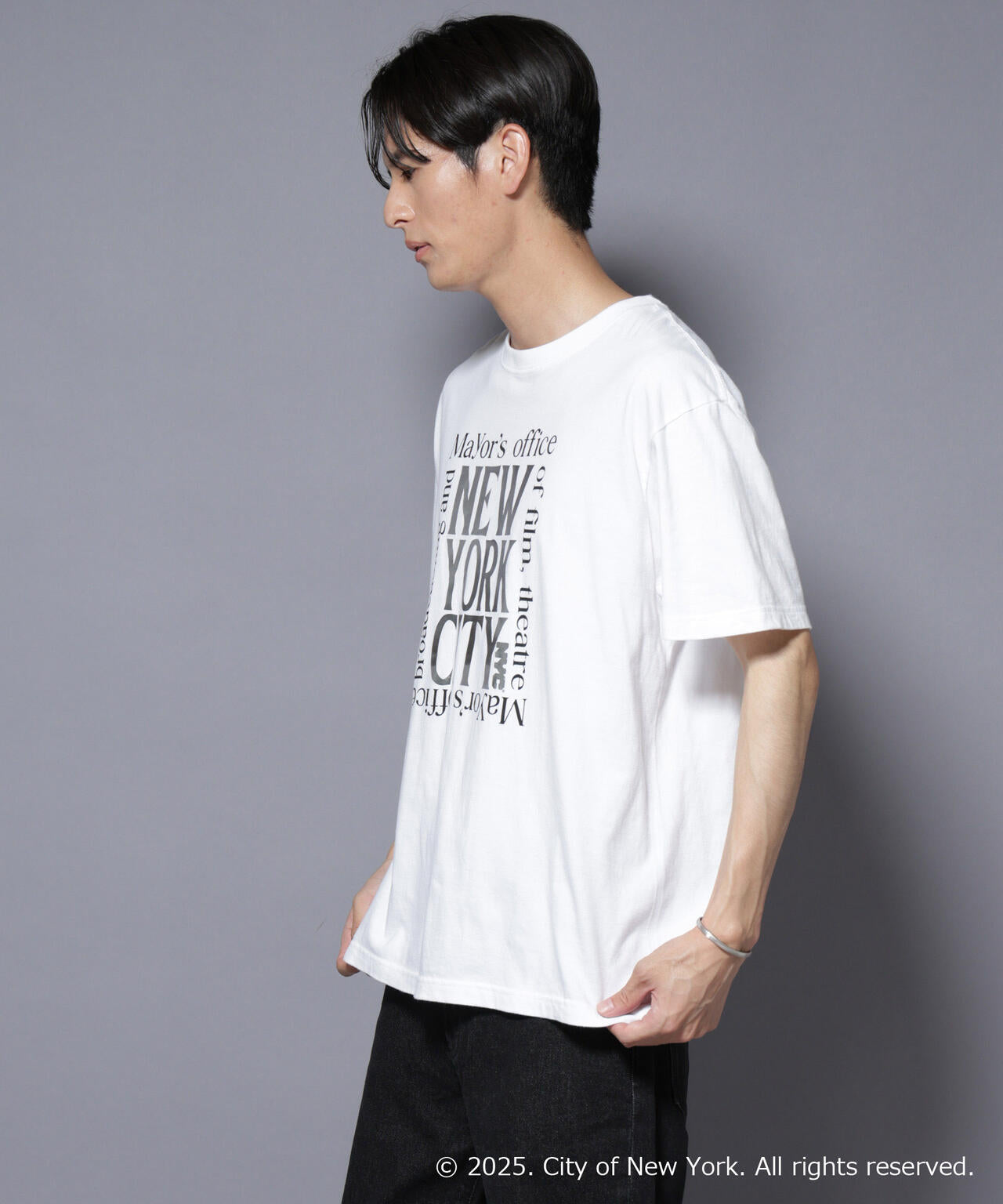 別注GOOD ROCK SPEED NYC シルバー箔プリントTシャツ 6685224209