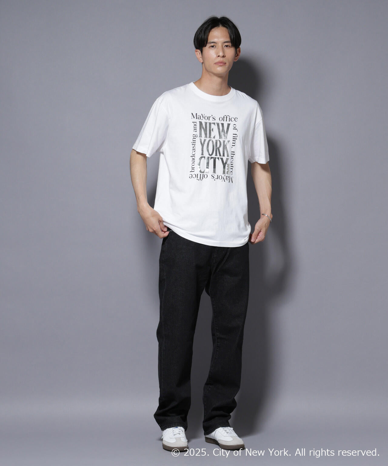 別注GOOD ROCK SPEED NYC シルバー箔プリントTシャツ 6685224209