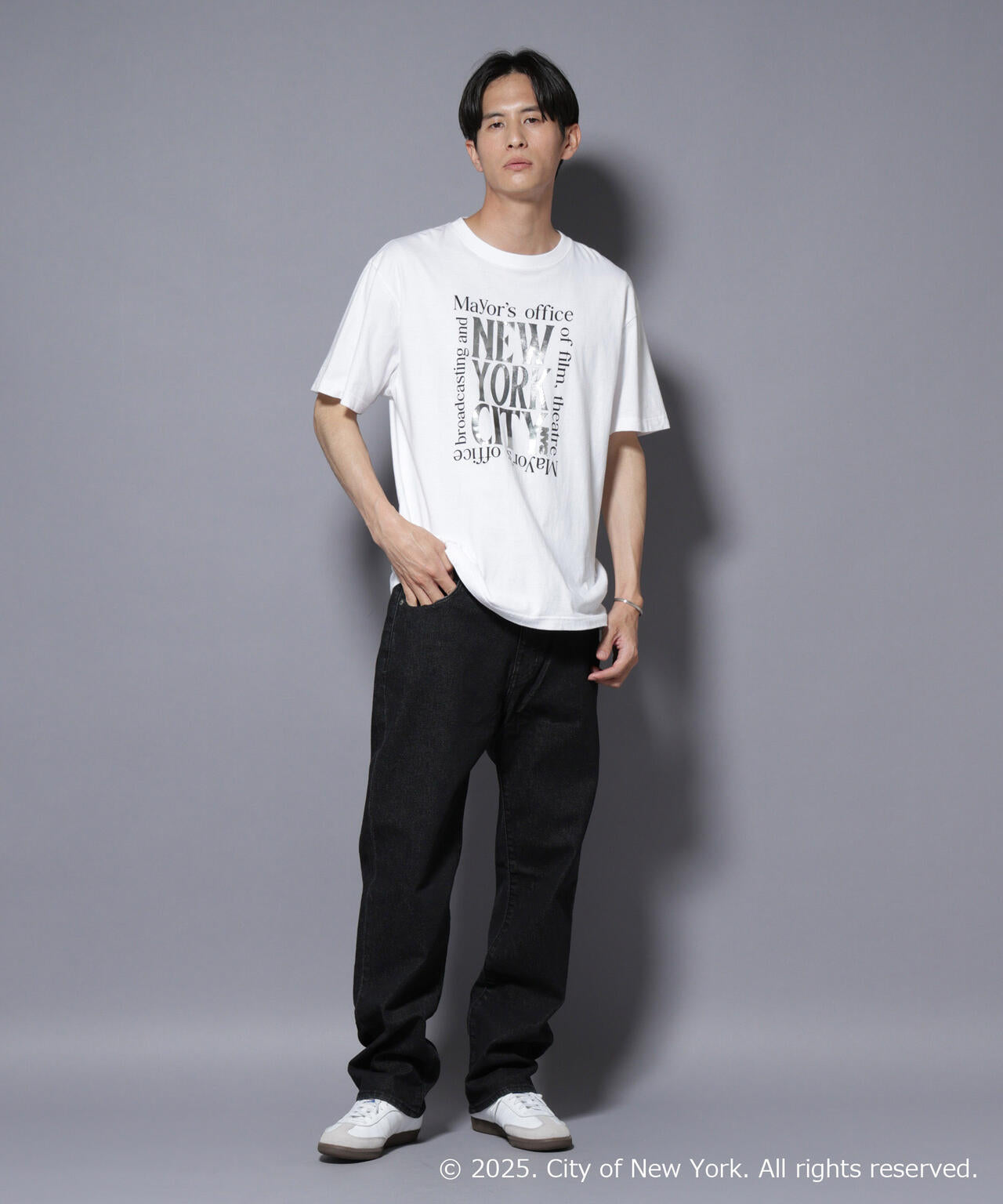 別注GOOD ROCK SPEED NYC シルバー箔プリントTシャツ 6685224209