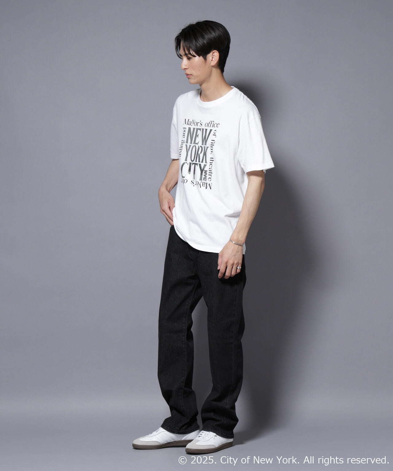 別注GOOD ROCK SPEED NYC シルバー箔プリントTシャツ 6685224209