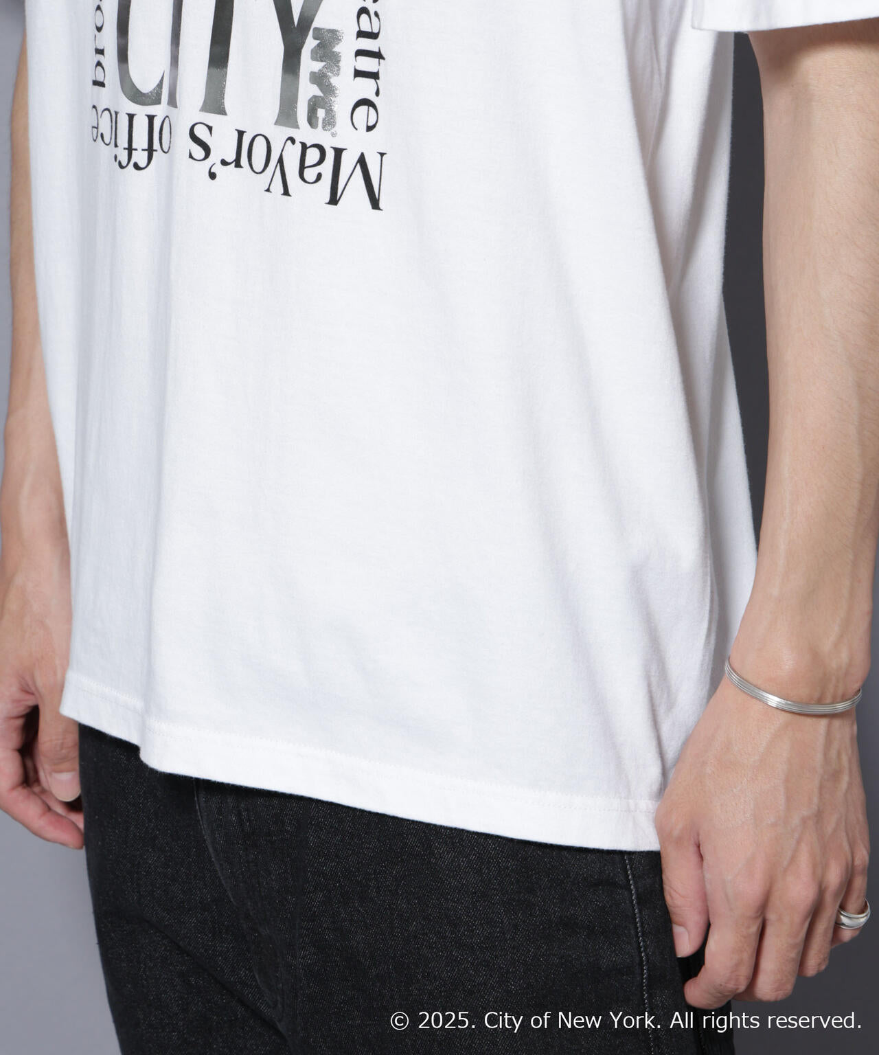 別注GOOD ROCK SPEED NYC シルバー箔プリントTシャツ 6685224209
